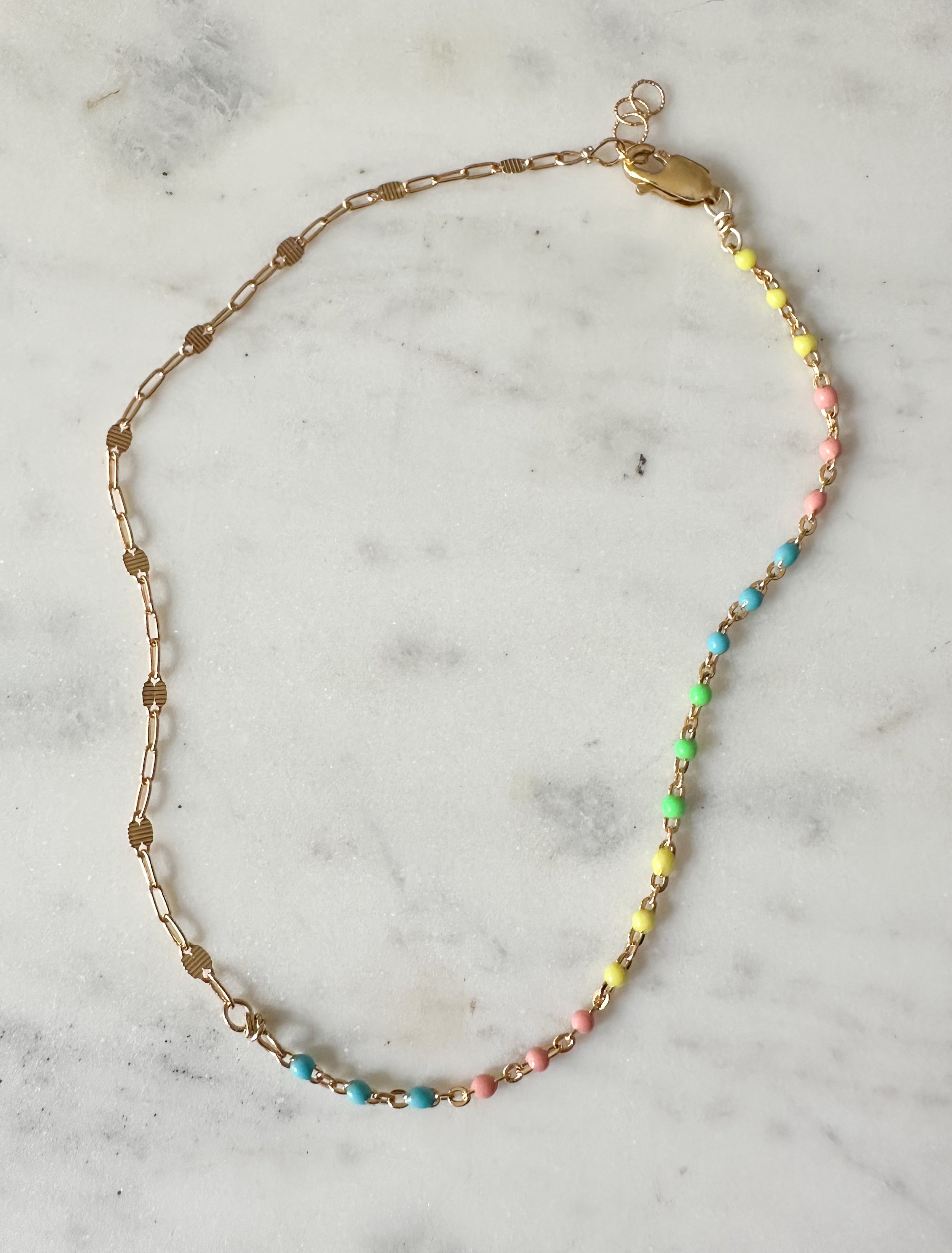 Rainbow + gold chain anklet_Rach B Jewelry.JPEG