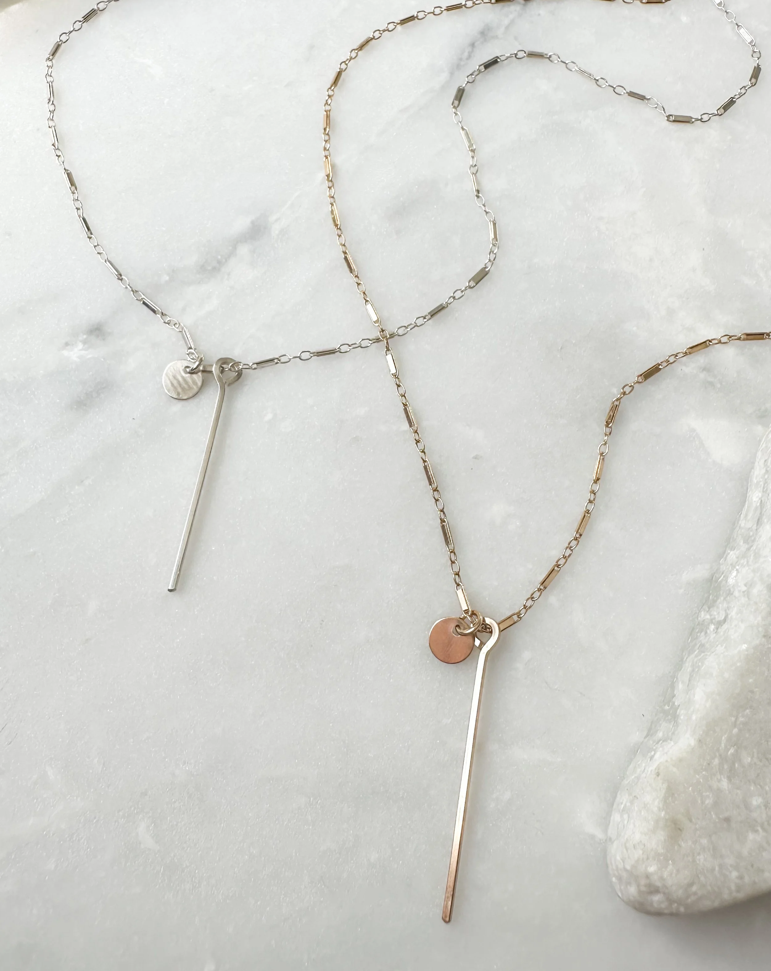 Bar coin charm necklace