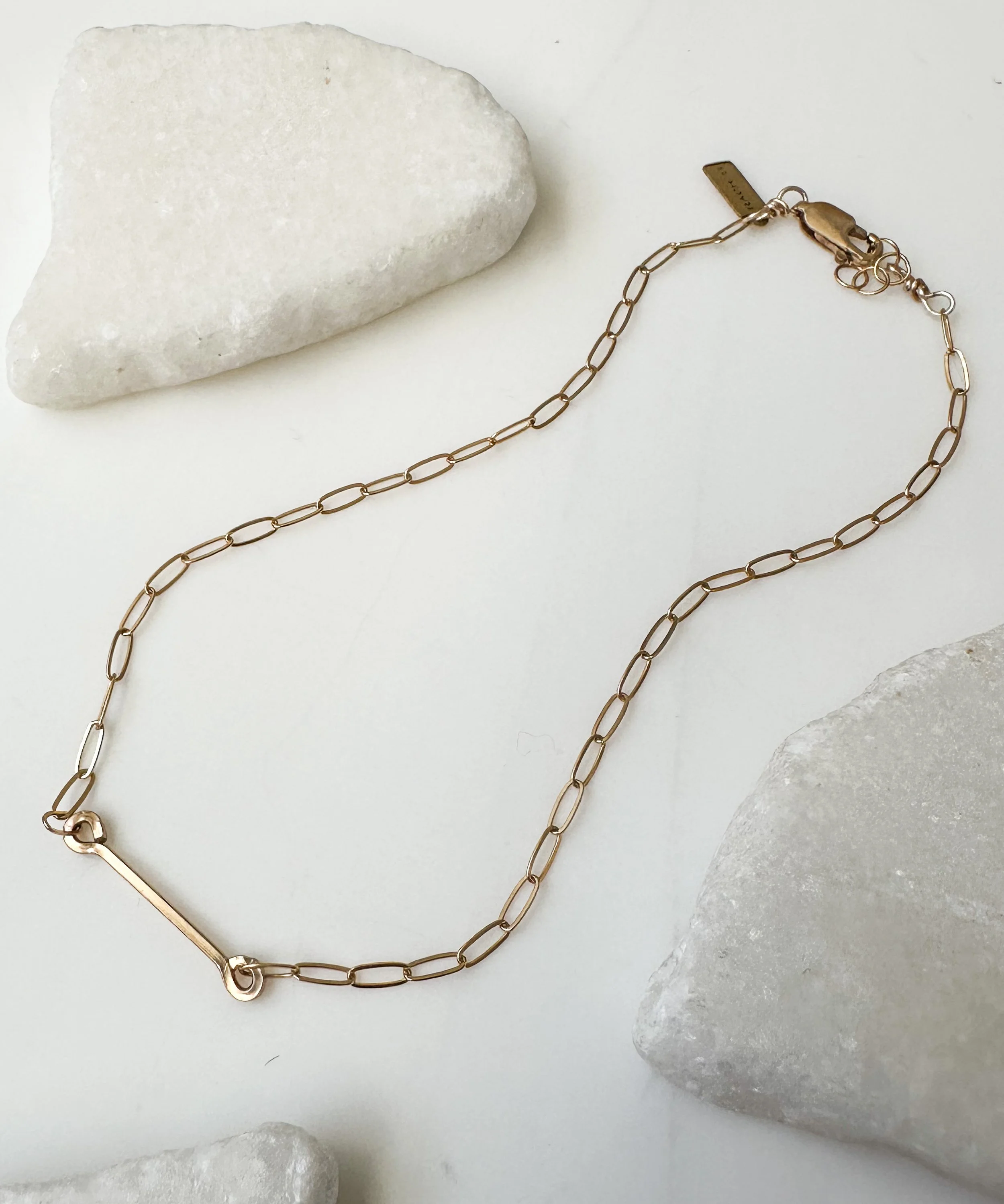 Paperclip chain anklet with bar_Rach B Jewelry_RB1177_1.JPEG