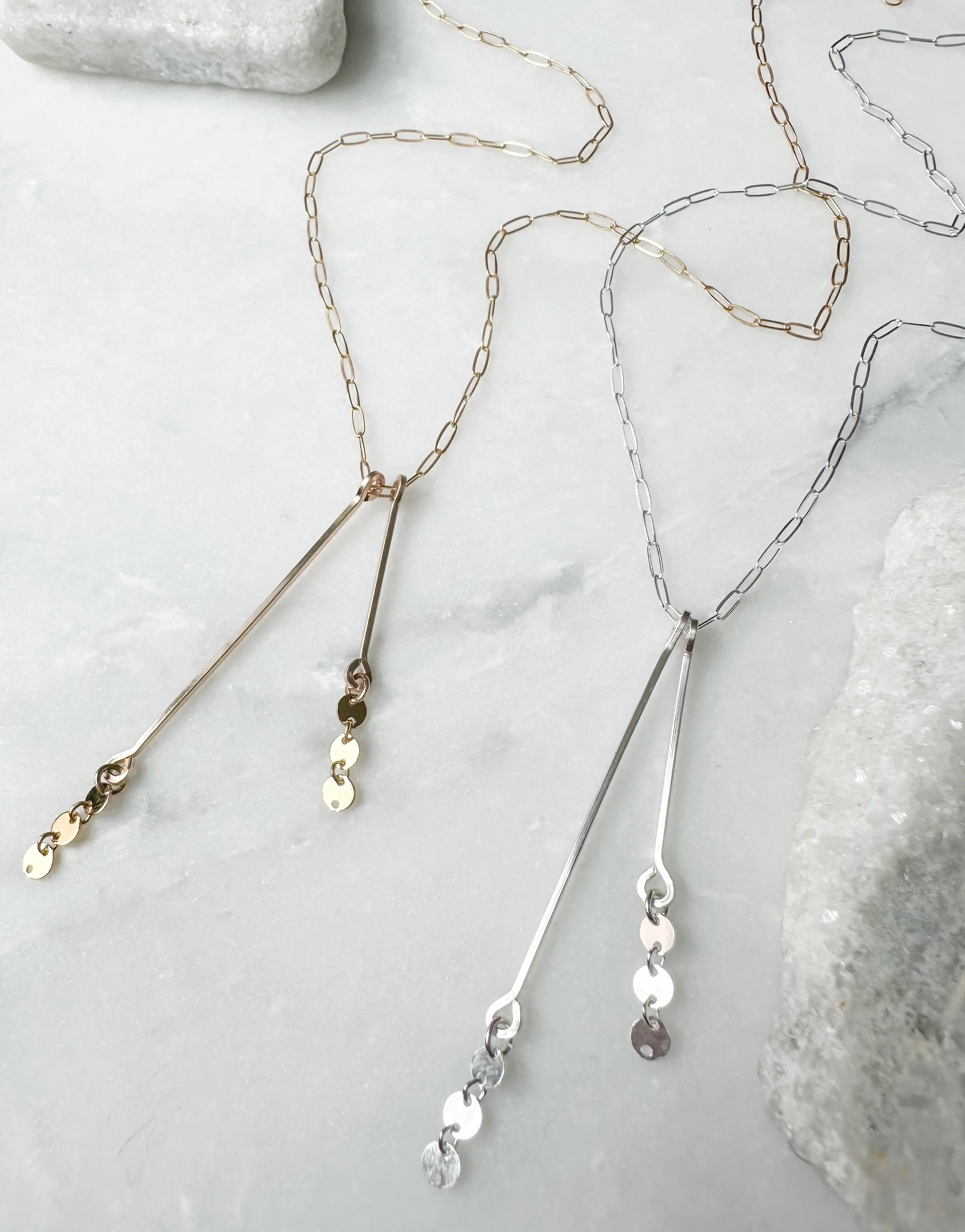 Modern double bar chain drape everyday necklace