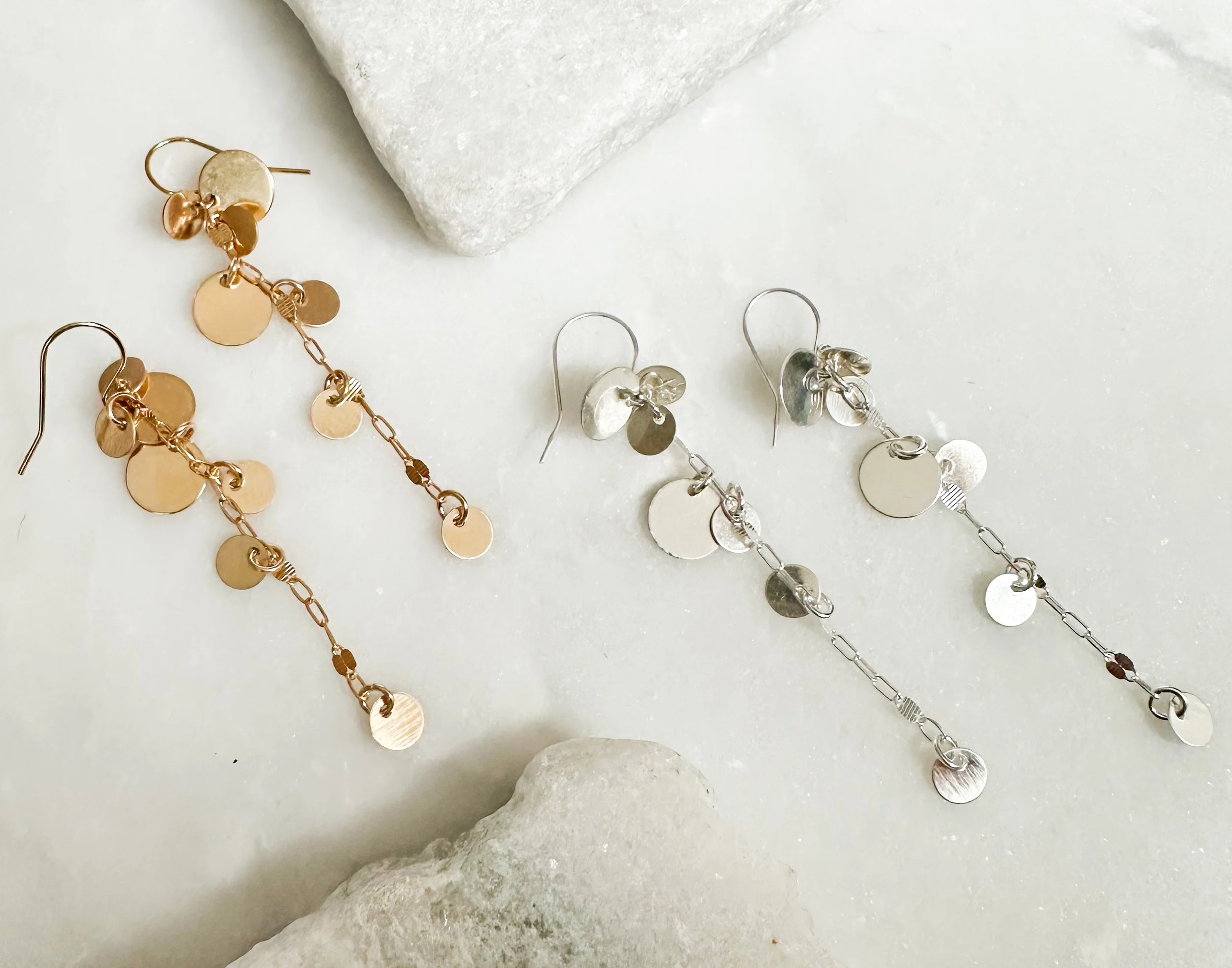 sterling silver coin cluster long earring