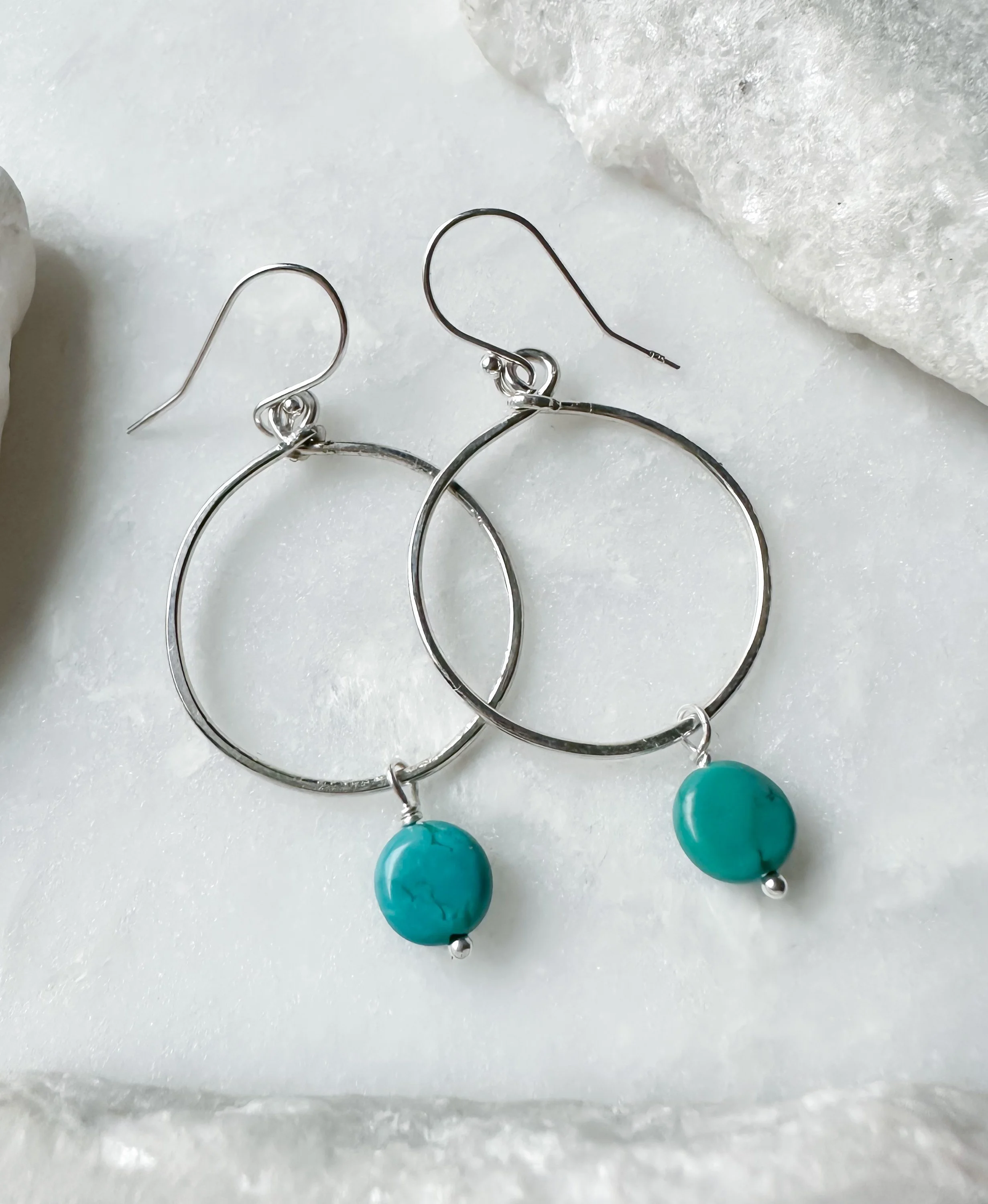 Small turquoise coin hoop earring_RB1292_Rach B Jewelry_3.JPEG