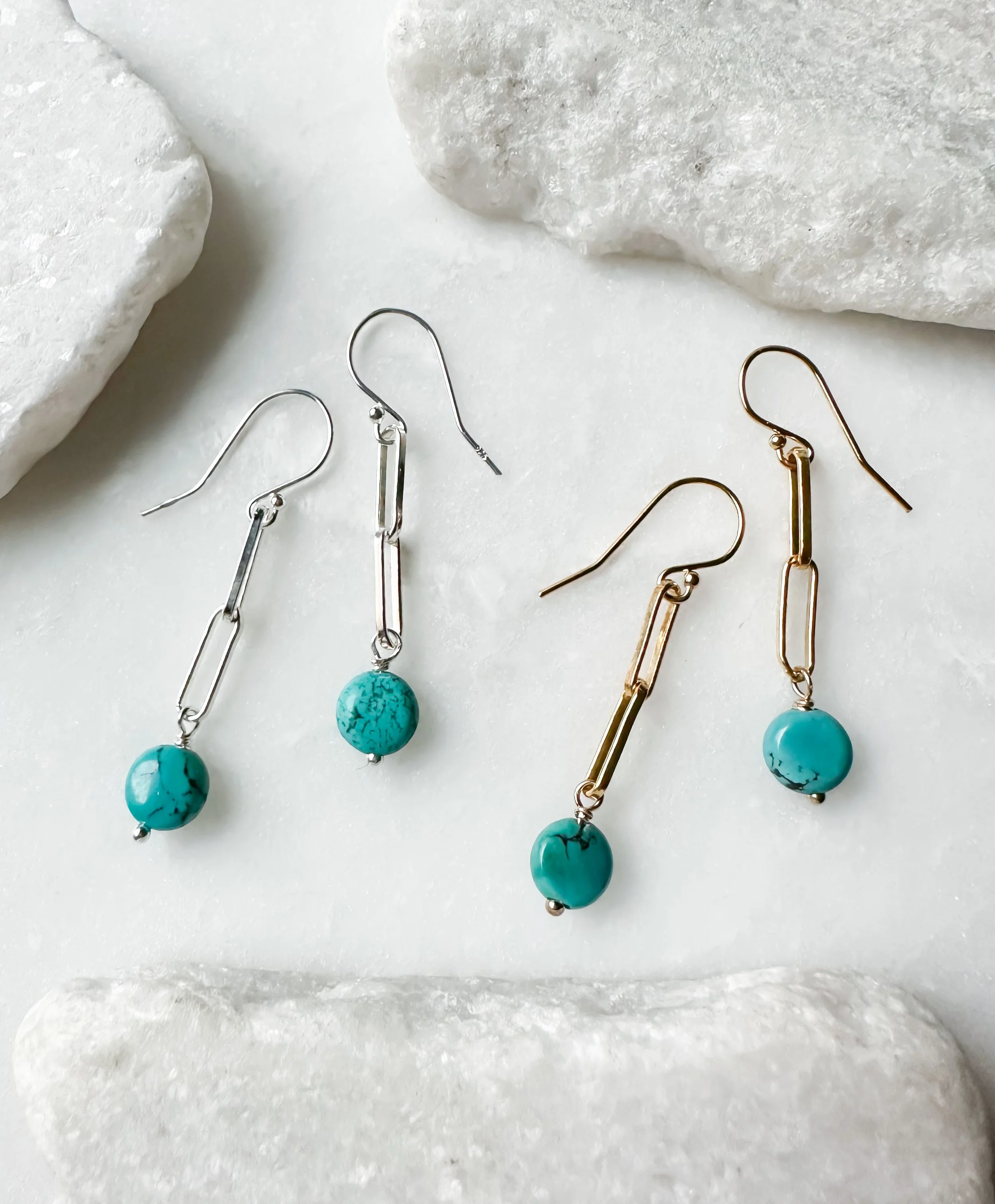 Turquoise coin double link earring_Rach B Jewelry_RB1288_2.JPEG
