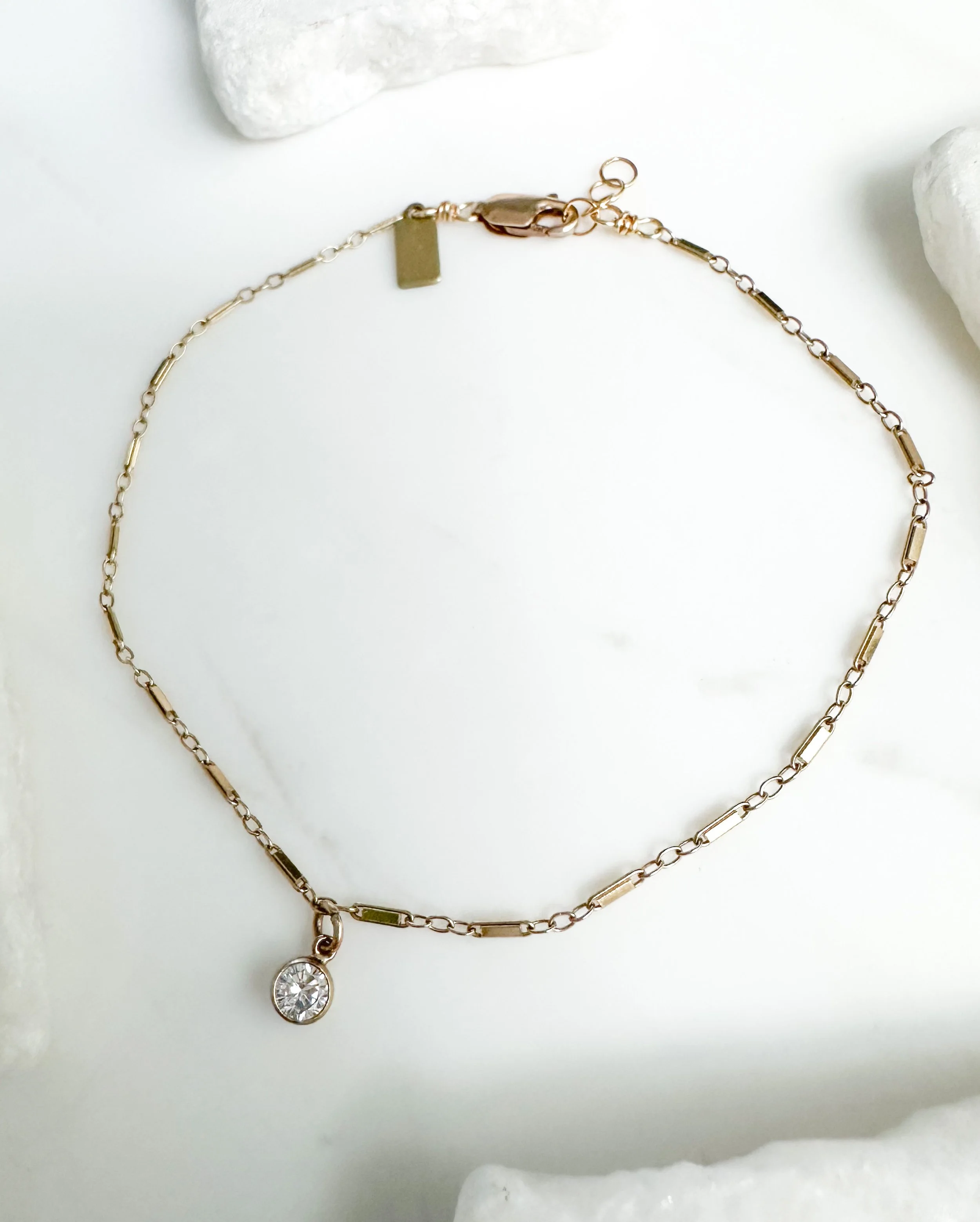 Cubic zirconia anklet // 14k gold fill