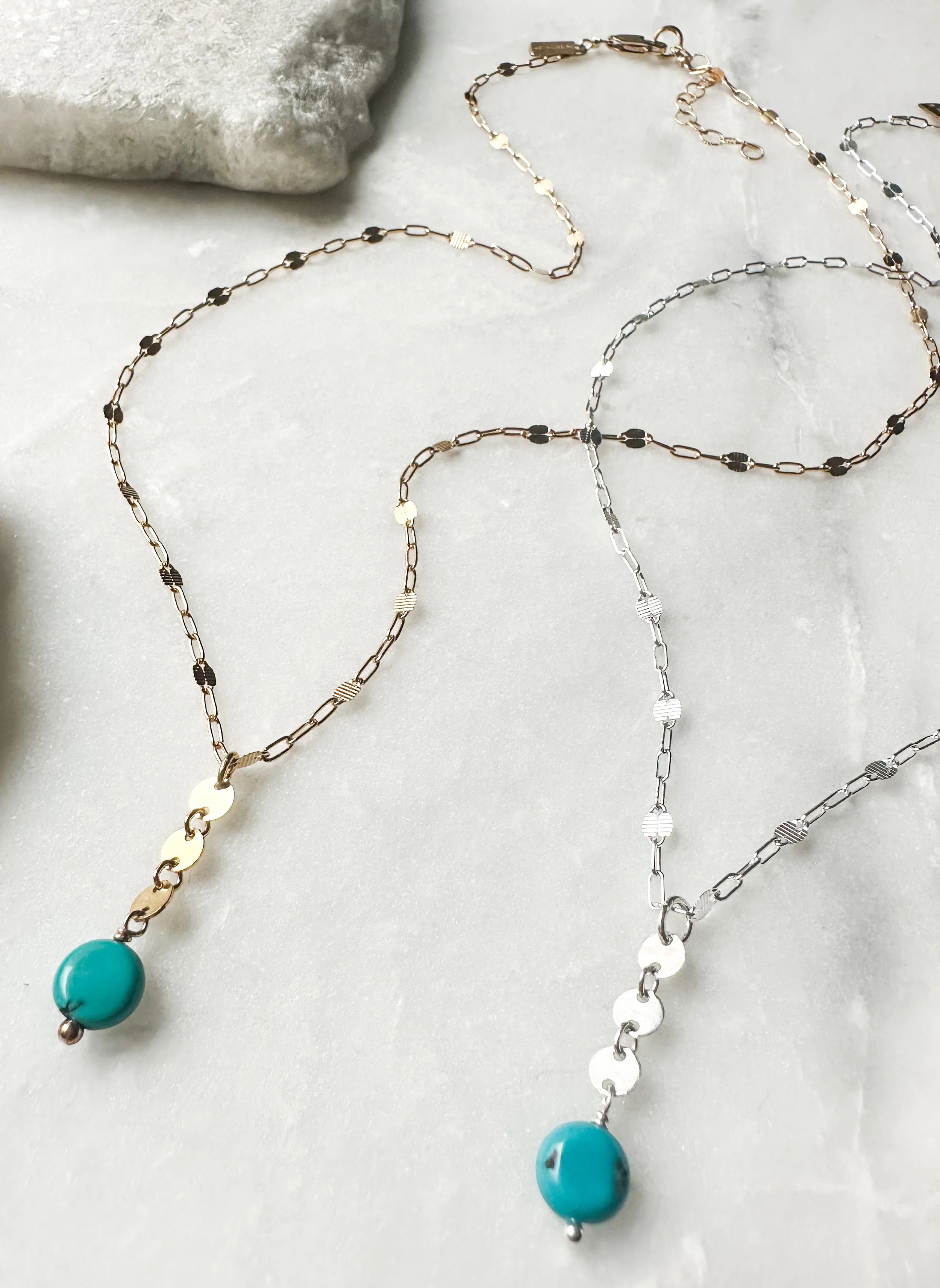 Turquoise coin drop necklace_Rach B Jewelry_RB1308_1.JPEG