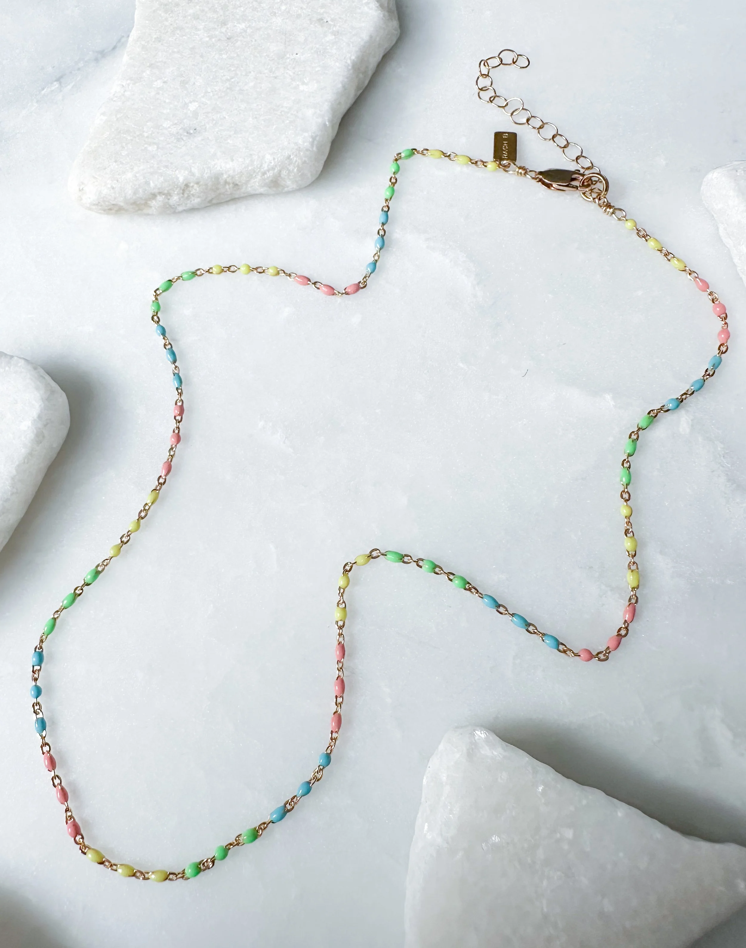 Colorful Enamel beaded chain necklace