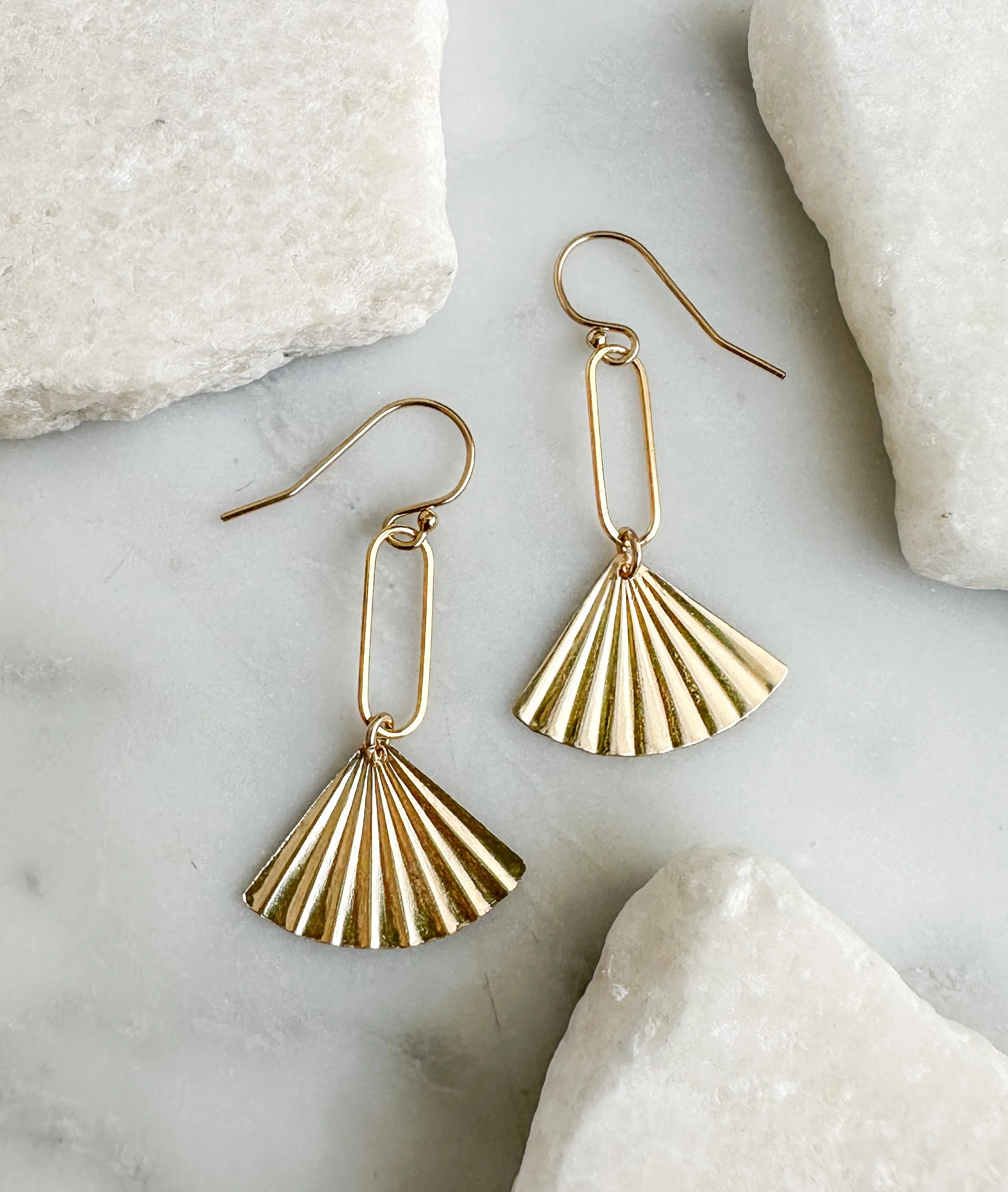 Fan link drop earrings // 14k gold fill