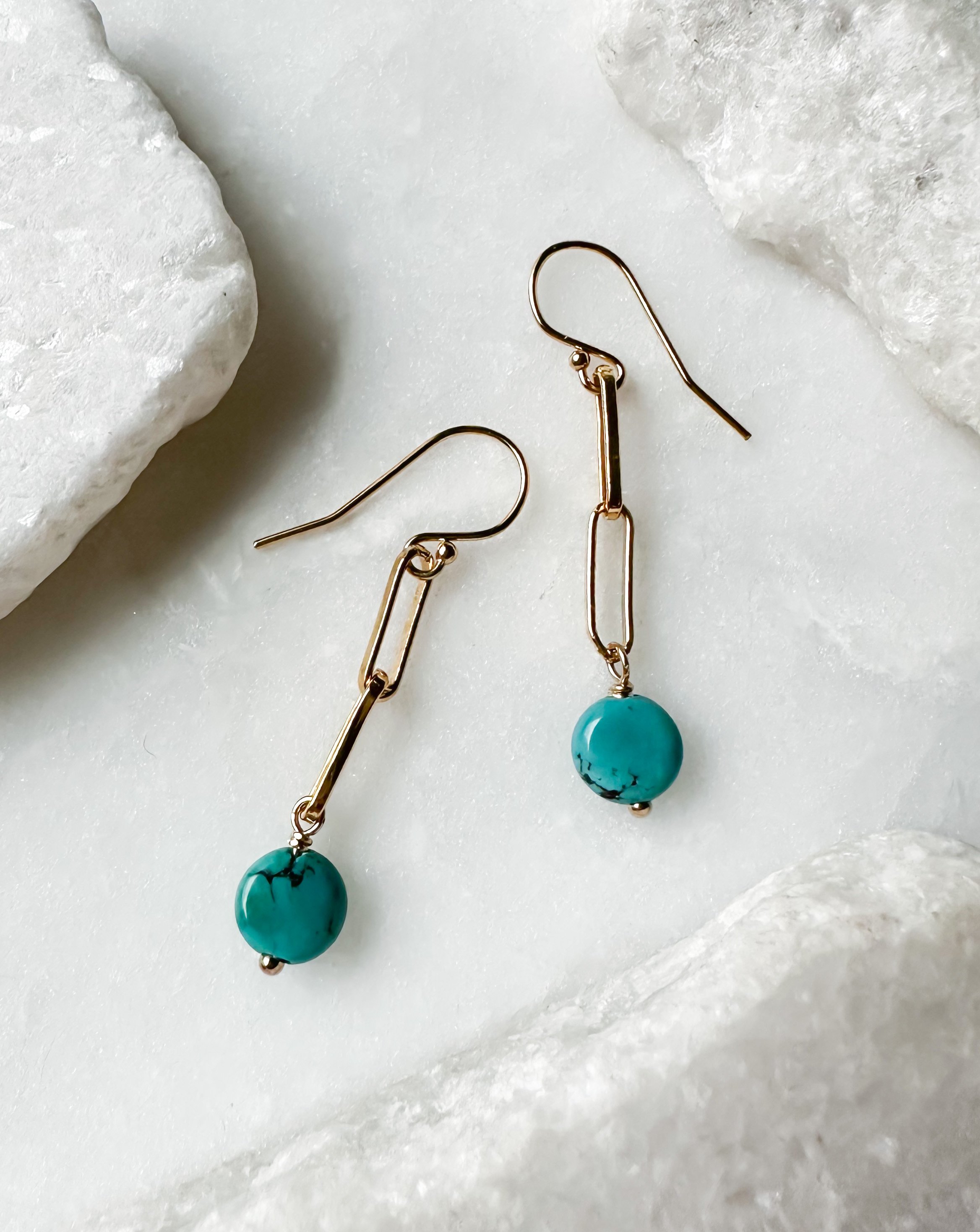 Turquoise coin double link earring_Rach B Jewelry_RB1288_3.JPEG