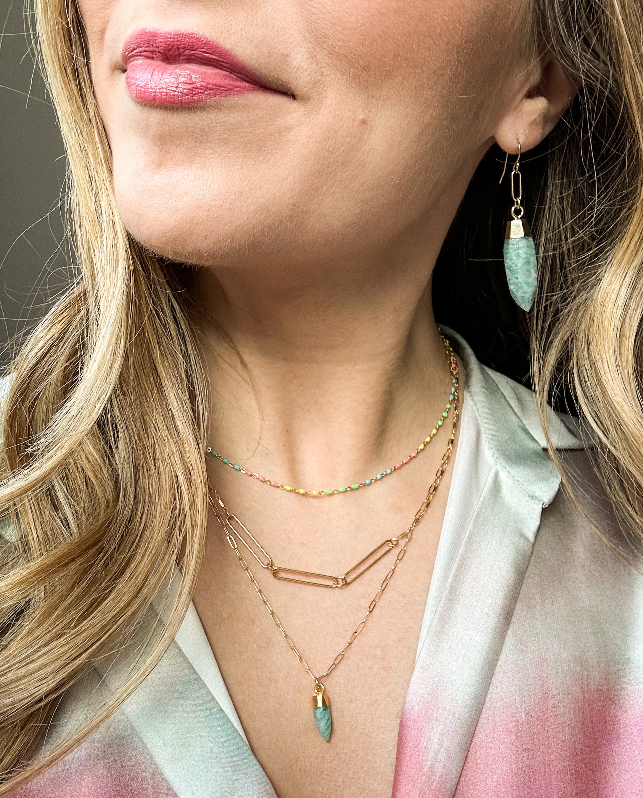 turquoise link drop earrings