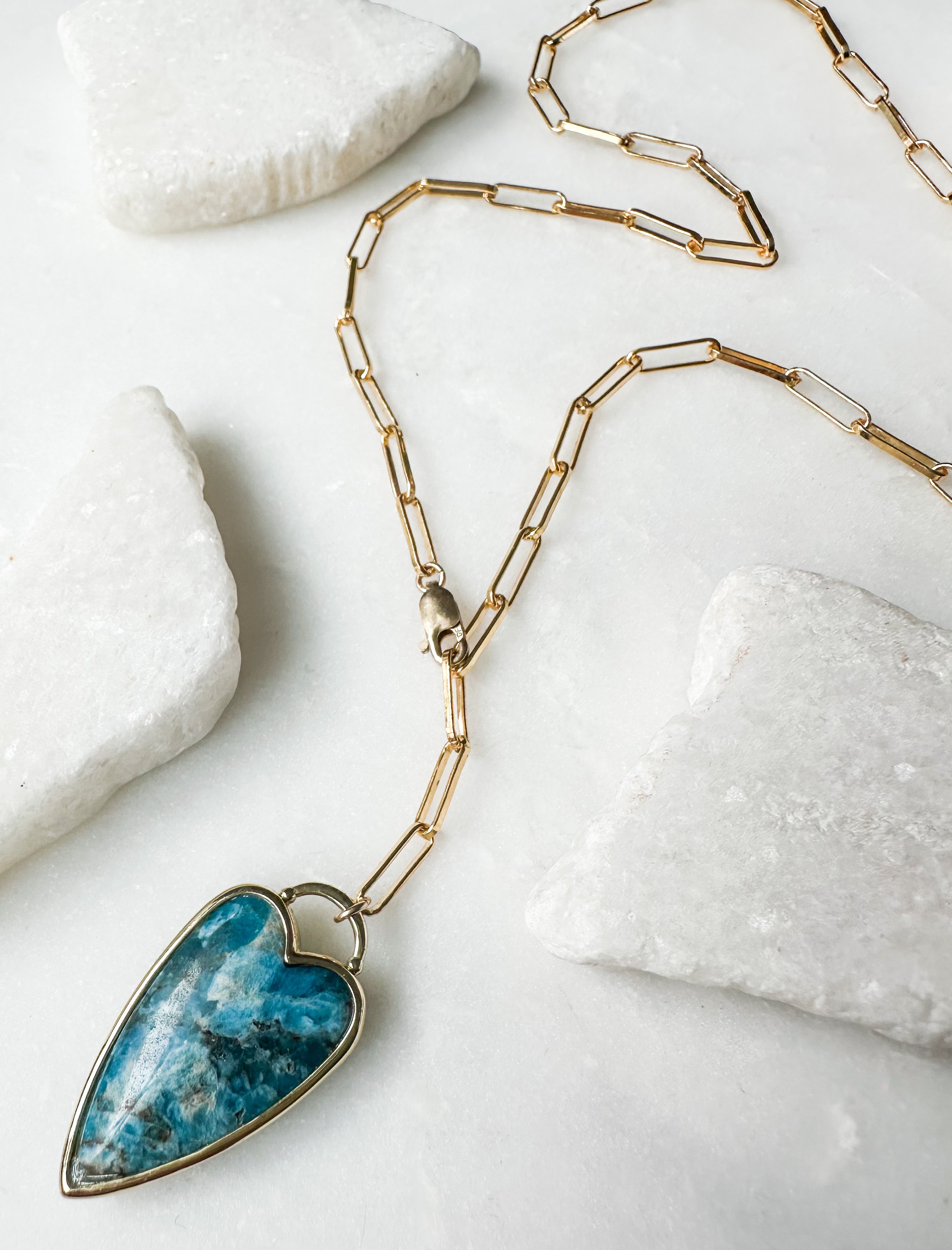 Blue imperial jasper lariat necklace // 14k gold fill