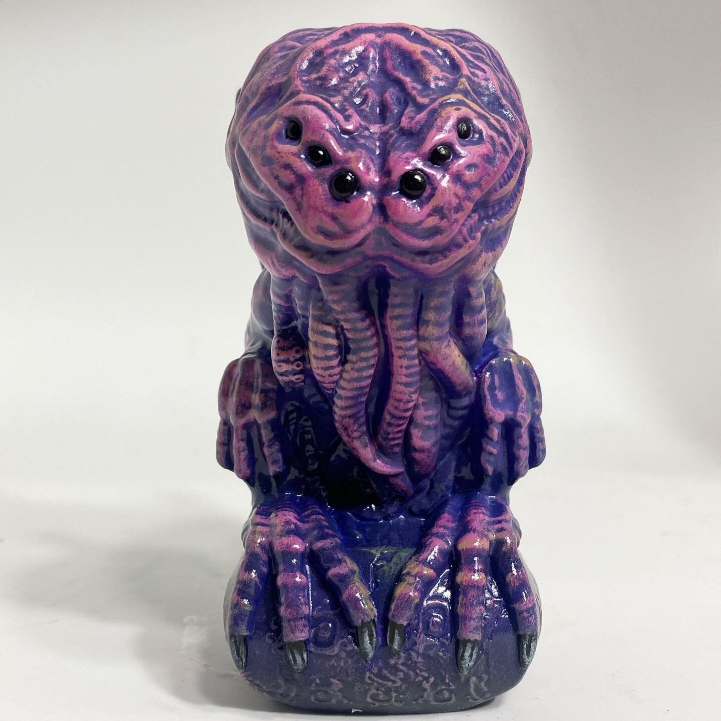 My latest and greatest sofubi joint venture with @tenacioustoys in our &ldquo;cryptozoofubi&rdquo; line: Cthulhu! 
Yes he&rsquo;s not a true cryptid, but the cosmic old one absolutely deserved a go in vinyl, and in my extensively nerdy existence I ha