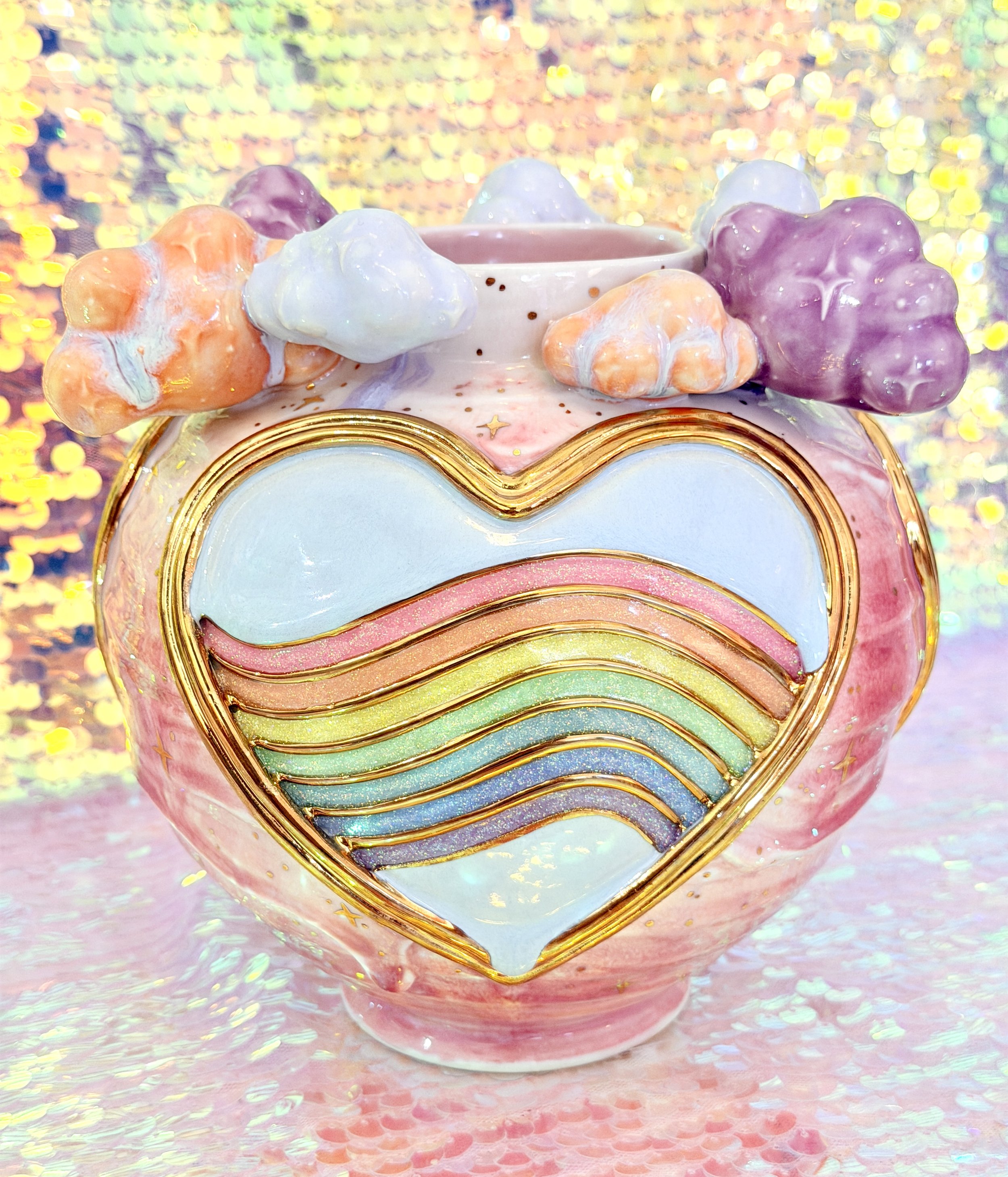 *PREVIEW* AVAILABLE 6/26/26 at 5pm PST Soft Pink Day Dream Rainbow Heart Vase