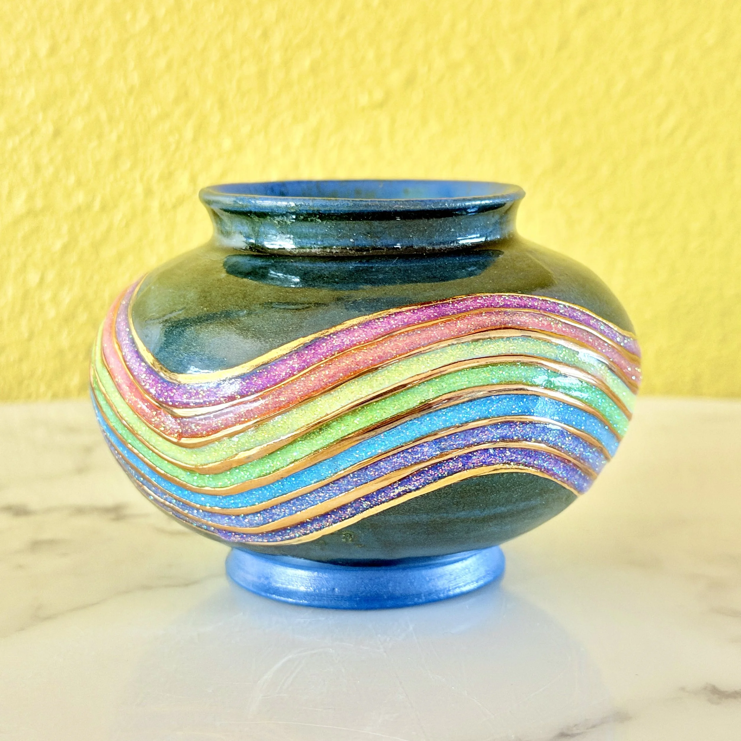 *PREVIEW* AVAILABLE 6/26/26 at 5pm PST Glittering Green Rainbow Inlay Bud Vase