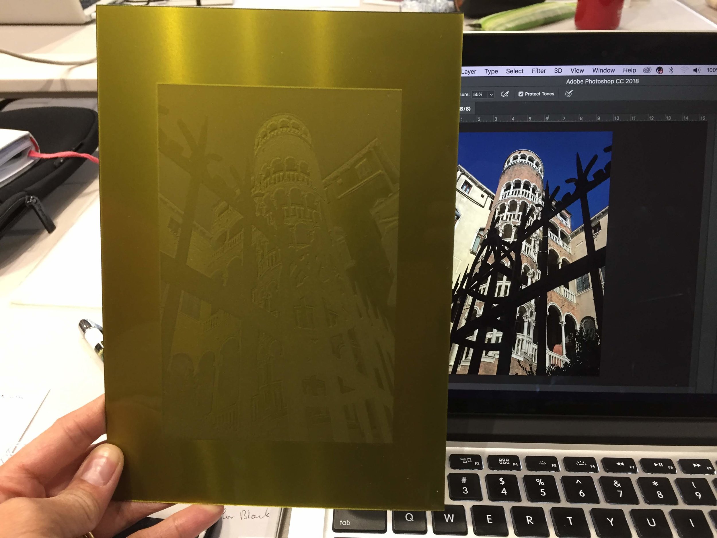 Etched plate and digital original