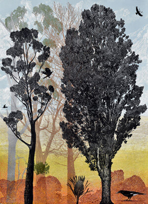 Dianne Fogwell - The Hunter - linocut - woodcut - H)109 x W)79cm.jpg