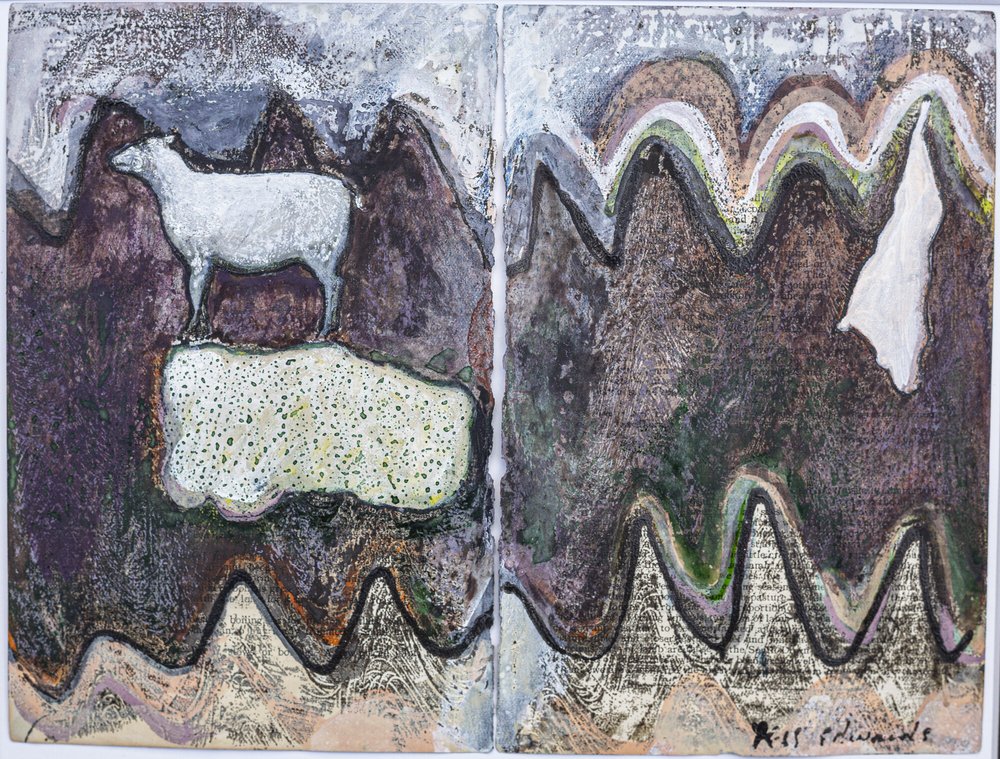 Mutton - Mixed media on book pages