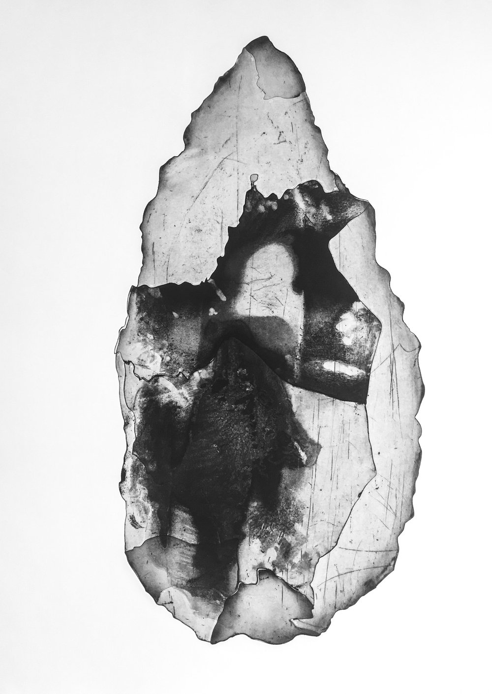 WorrorraStoneTool - Monoprint, 300 gsm Hahnemuhle paper - 78 x 106cm