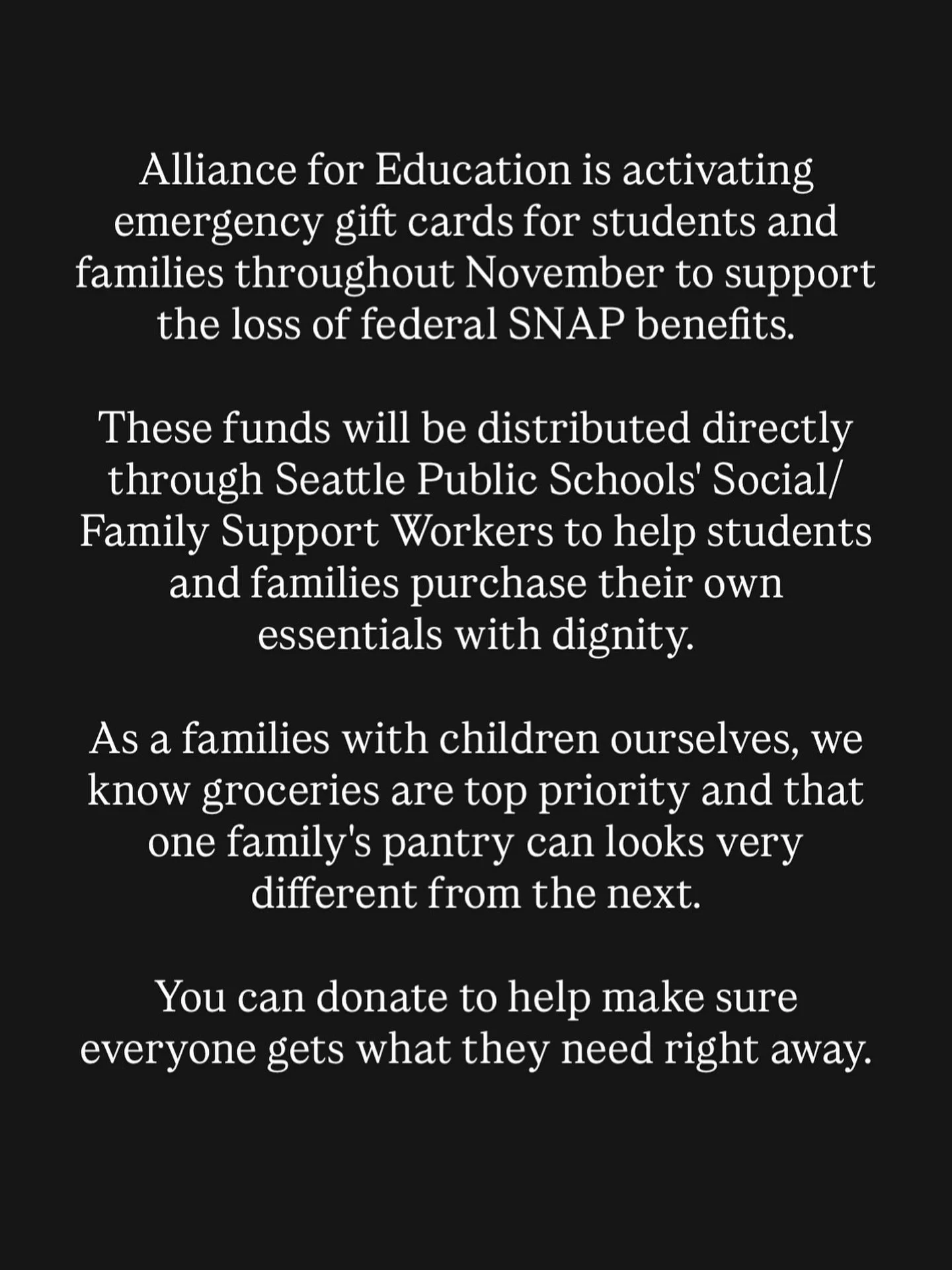 Join us in donating to @alliance4ed . Link in bio or visit their profile