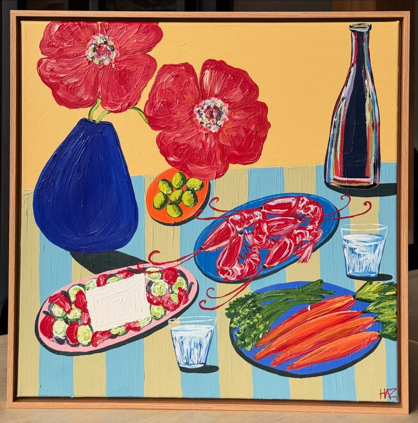Mediterranean Nibbles 

60cm x 60cm 
Acrylic on Canvas 
Framed in oak 

#art #artist #painter #acryliconcanvas #stilllifeart #artforsale #londonart #londonartist #foodart #tablescapes