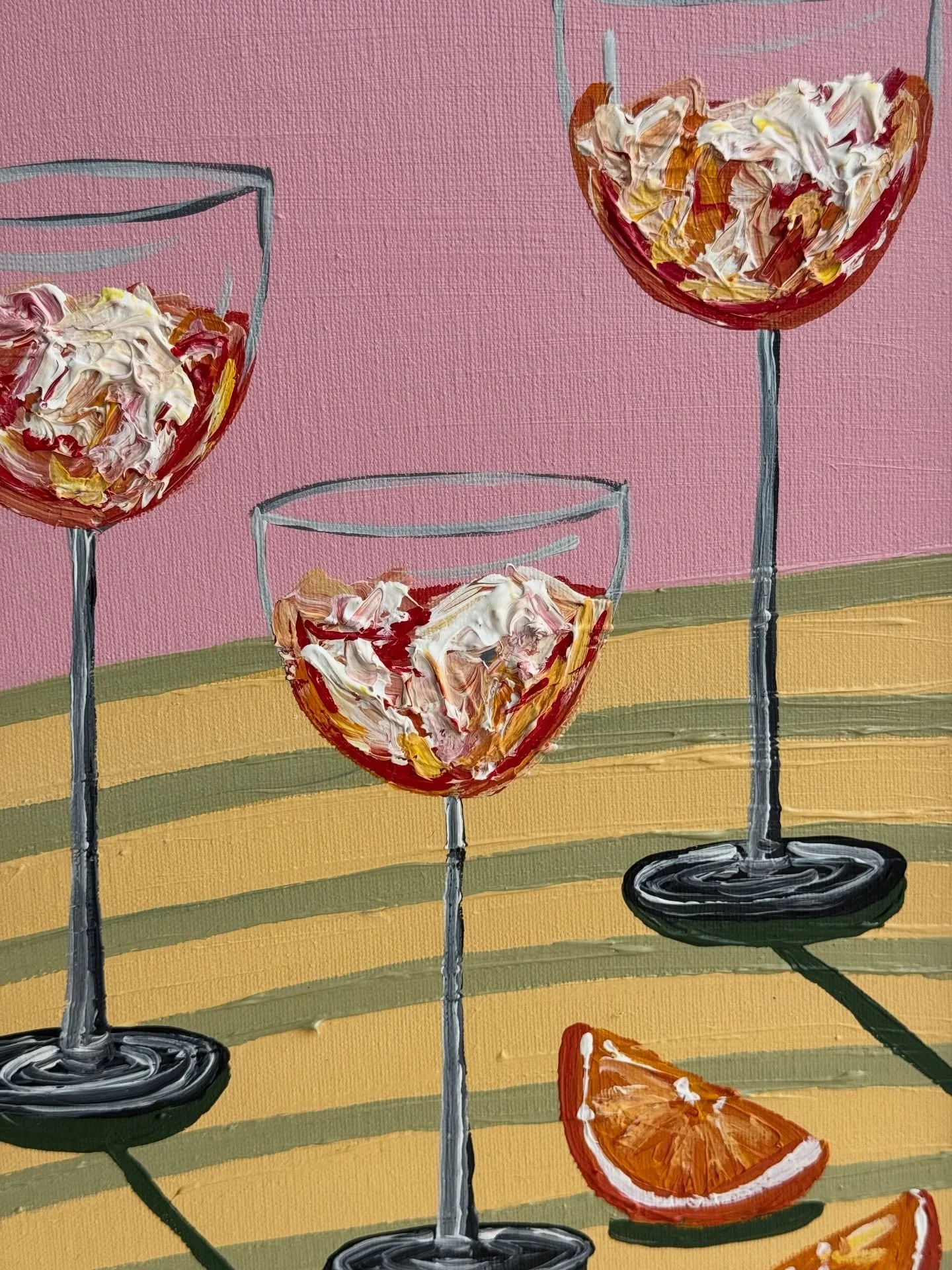 Aperols by the beach 🏖️ 
 
30cm x 40cm 
Acrylic on canvas 
Framed in oak

#art #artist #painter #acryliconcanvas #stilllifeart #artforsale #londonart #londonartist #foodart #tablescapes #homedecor