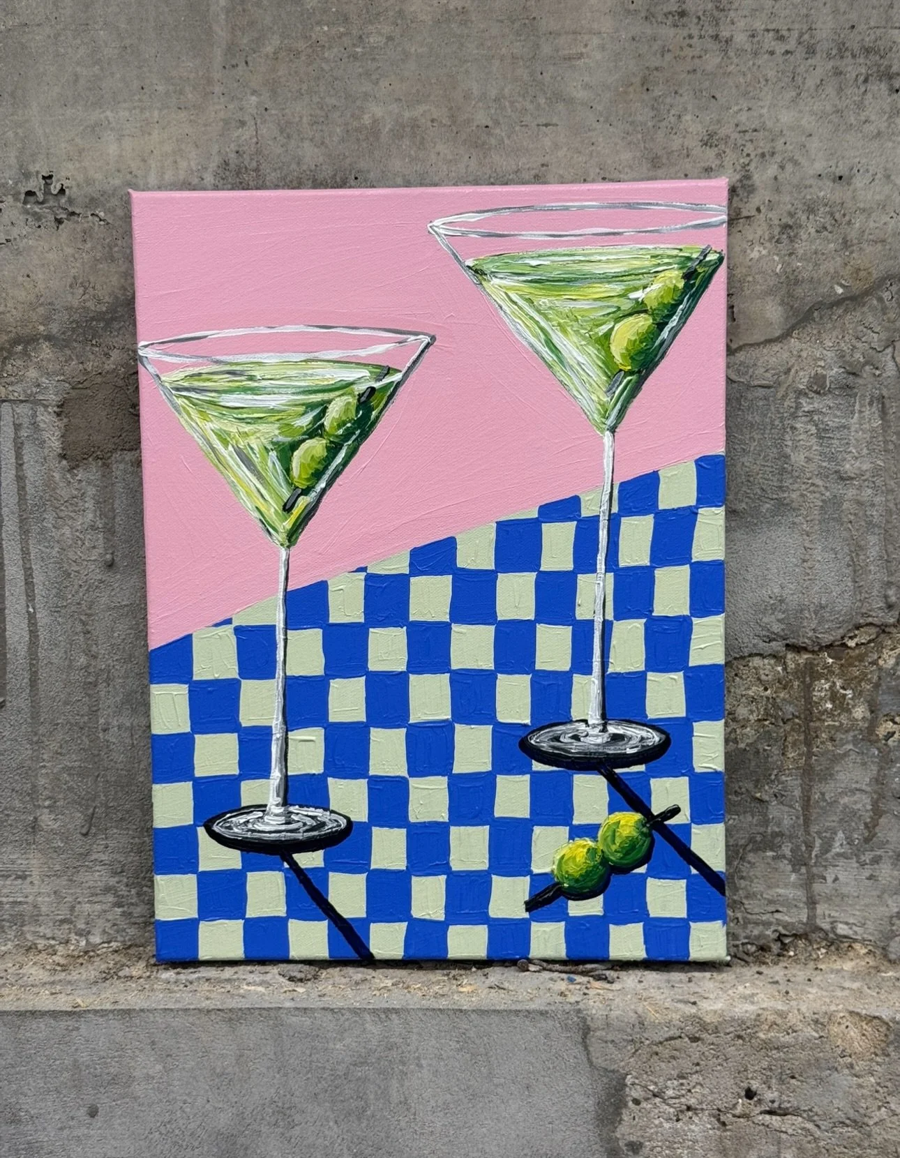 Did someone say dry January!?? Not over here! 
Introducing the Dirty Olive Martini painting created for my first Print Club of the YEAR!!! 
Meaning if you sign up to the print club on my website before January 21st, you can receive your very own A5 p