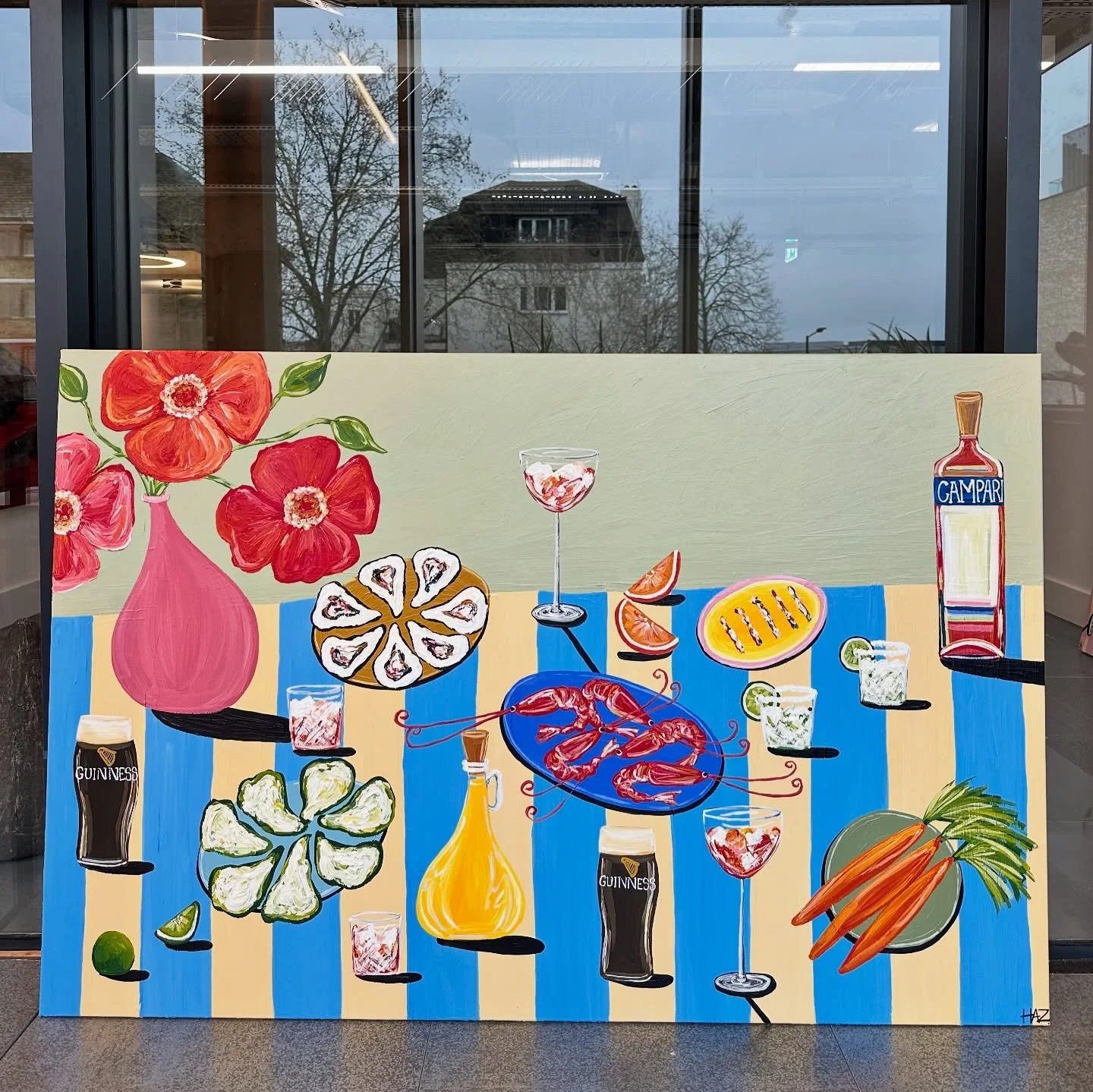 Aperitivo Parade 
1m x 1.5m 
DM for price ✨

Last hour at @affordableartfairuk 🙌🏼 this piece and one other are still available with @adlibgallery stand B10!

#art #artwork #stilllife #food #tablescape