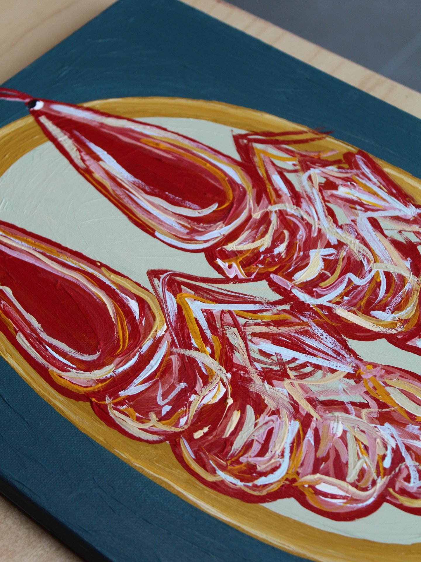 Big Shrimp, 30cm x 40cm, Acrylic on Canvas, 2026. 

#artwork #shrimppainting #painter #originalart #artist