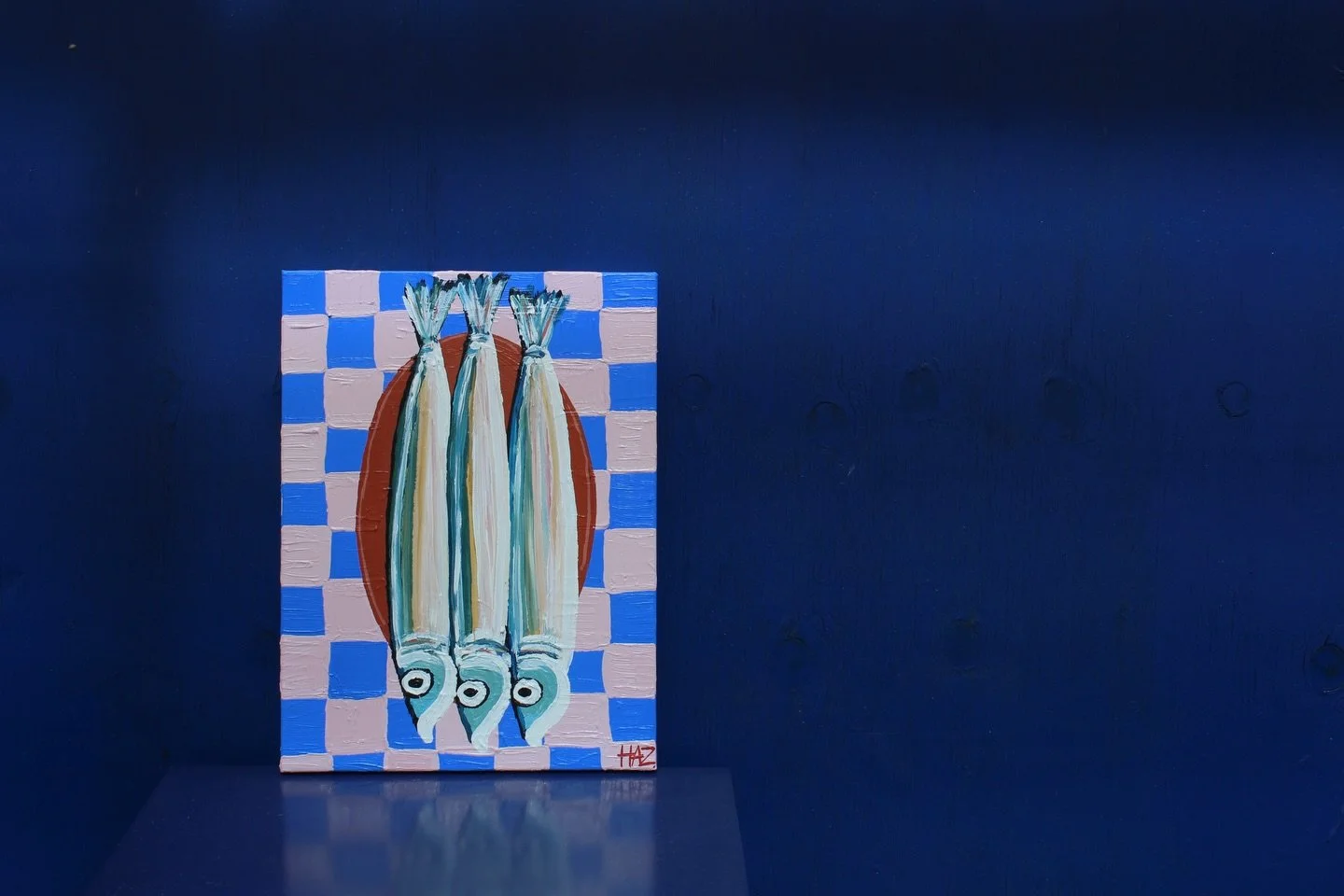 Fish on Checkers - Pink, 30cm x 40cm, Acrylic on Canvas, 2026. 

#art #stilllifeart #painter #painting