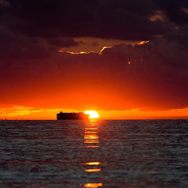 Perspective is everything. #Melbourne #beach #ship #sunset #sunsets