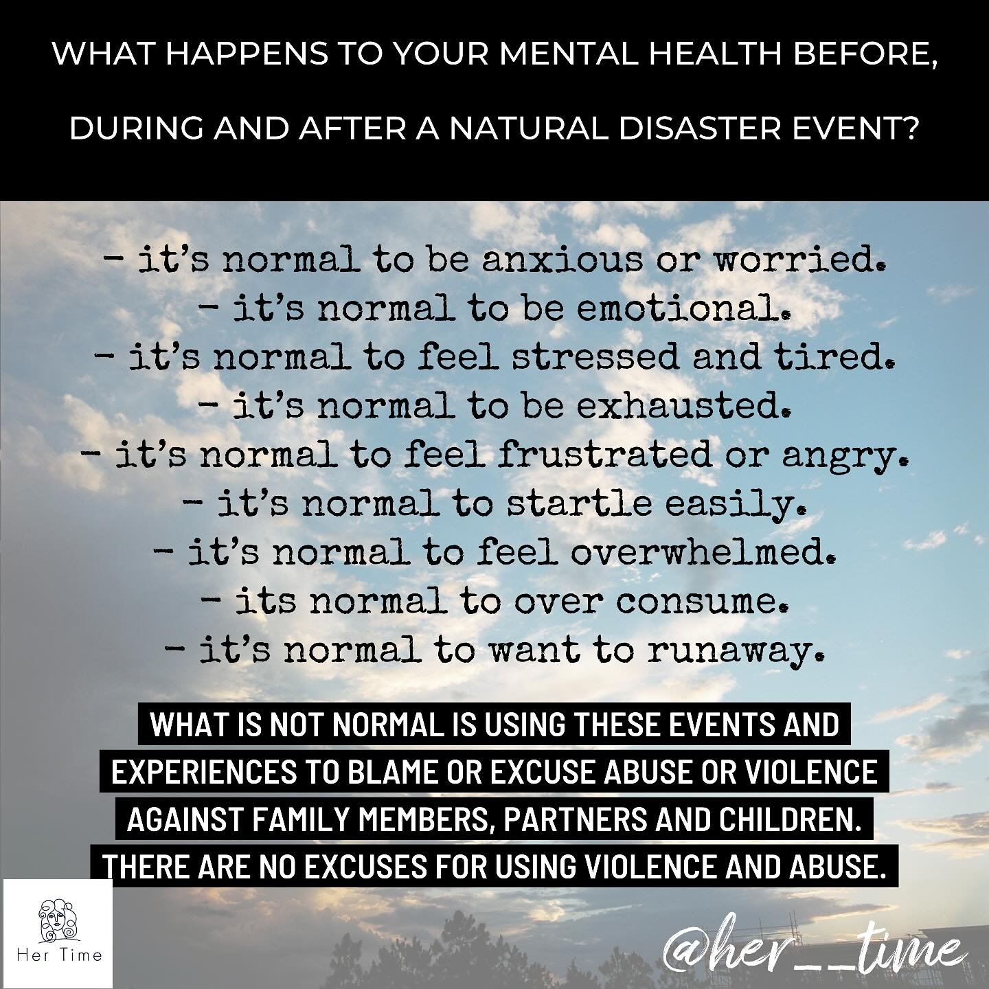 It takes time to feel whatever your normal is again after a natural disaster. The body often enters into a survival state, known as fight, flight or freeze in preparation for the unknown. We need these responses to keep us safe, but when the danger h