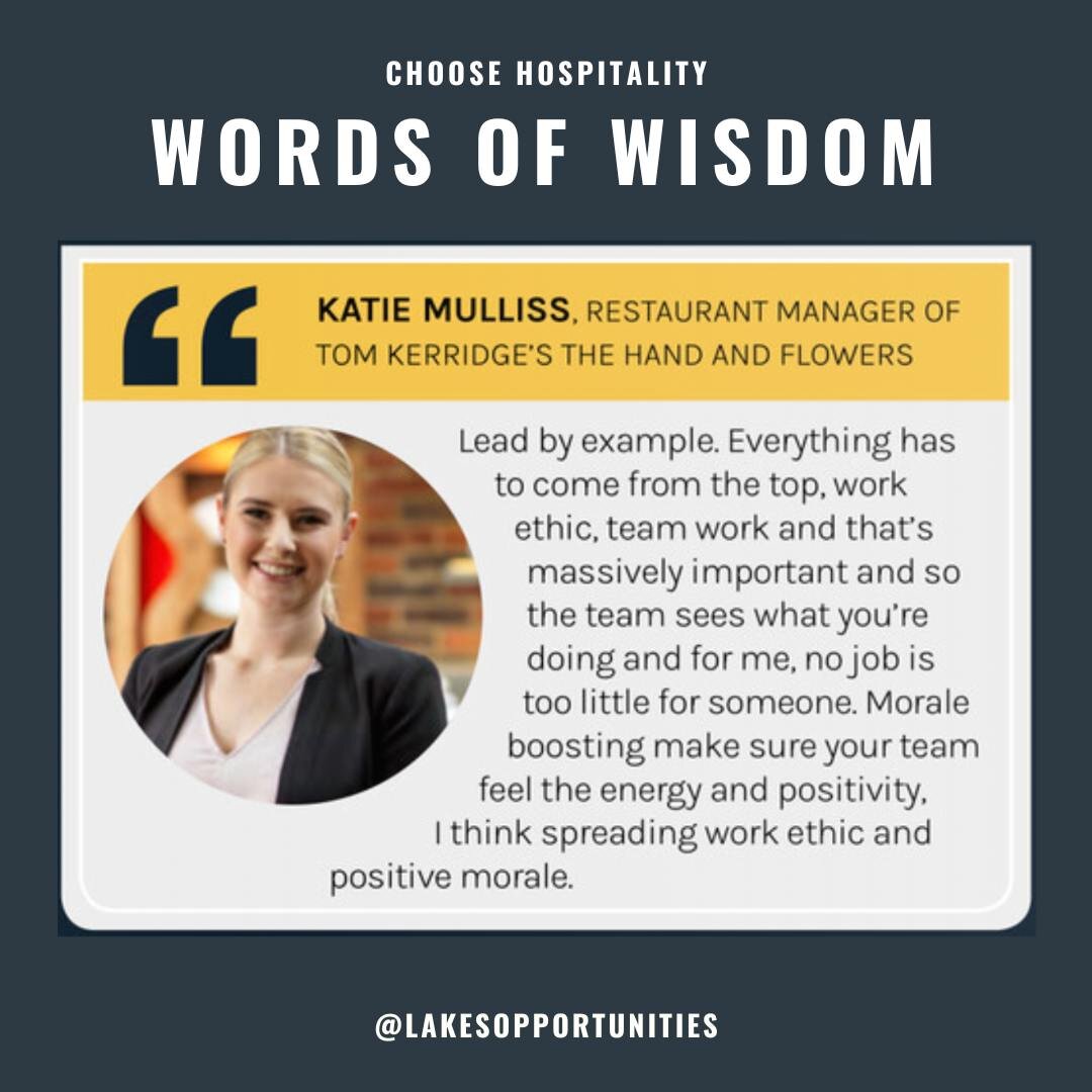 Choose Hospitality...wise words from one who knows :-)

#lakesopportunities #jobsinhospitality
#lakedistrictjobs #theperfectplacetowork
#choosehospitality