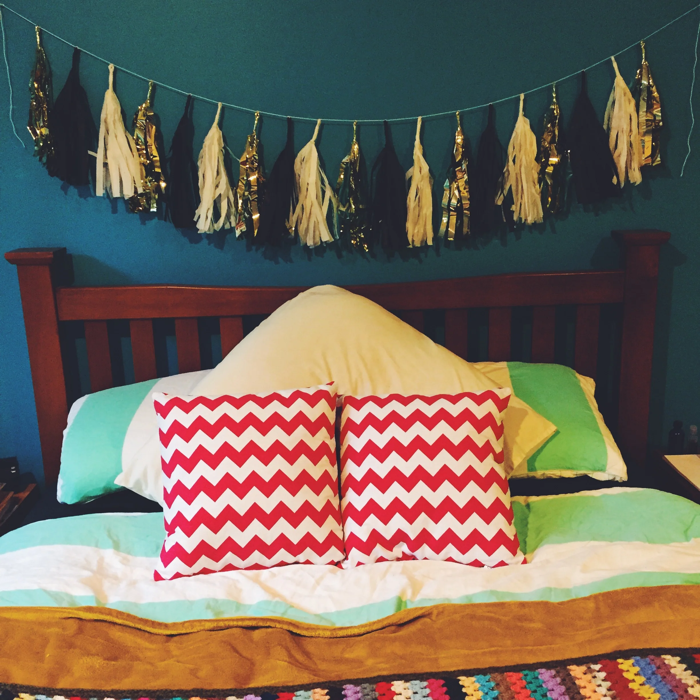 Feature wall we painted in the bedroom of our first apartment. 