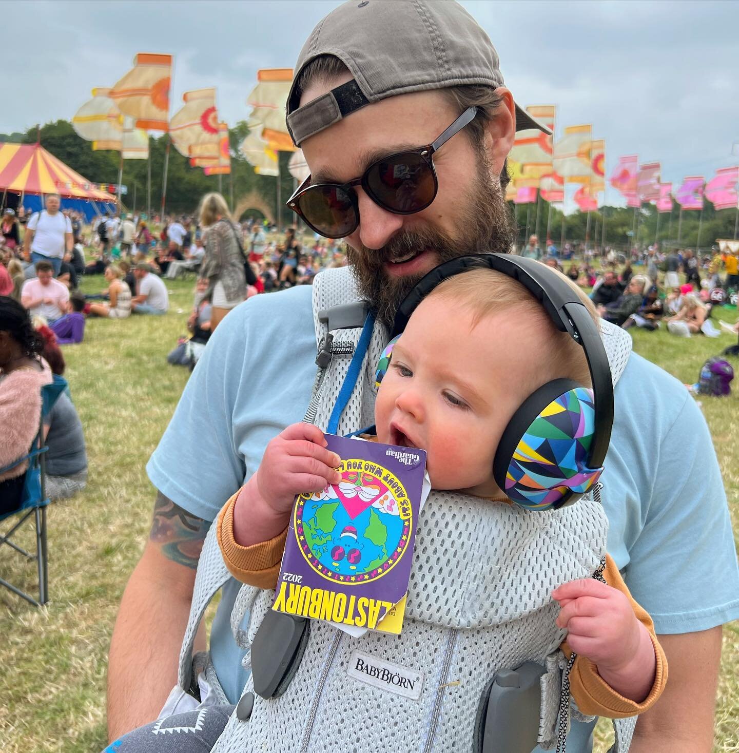 Finns first festival. He loves Glastonbury so much he just has to eat it!
#glastonbury