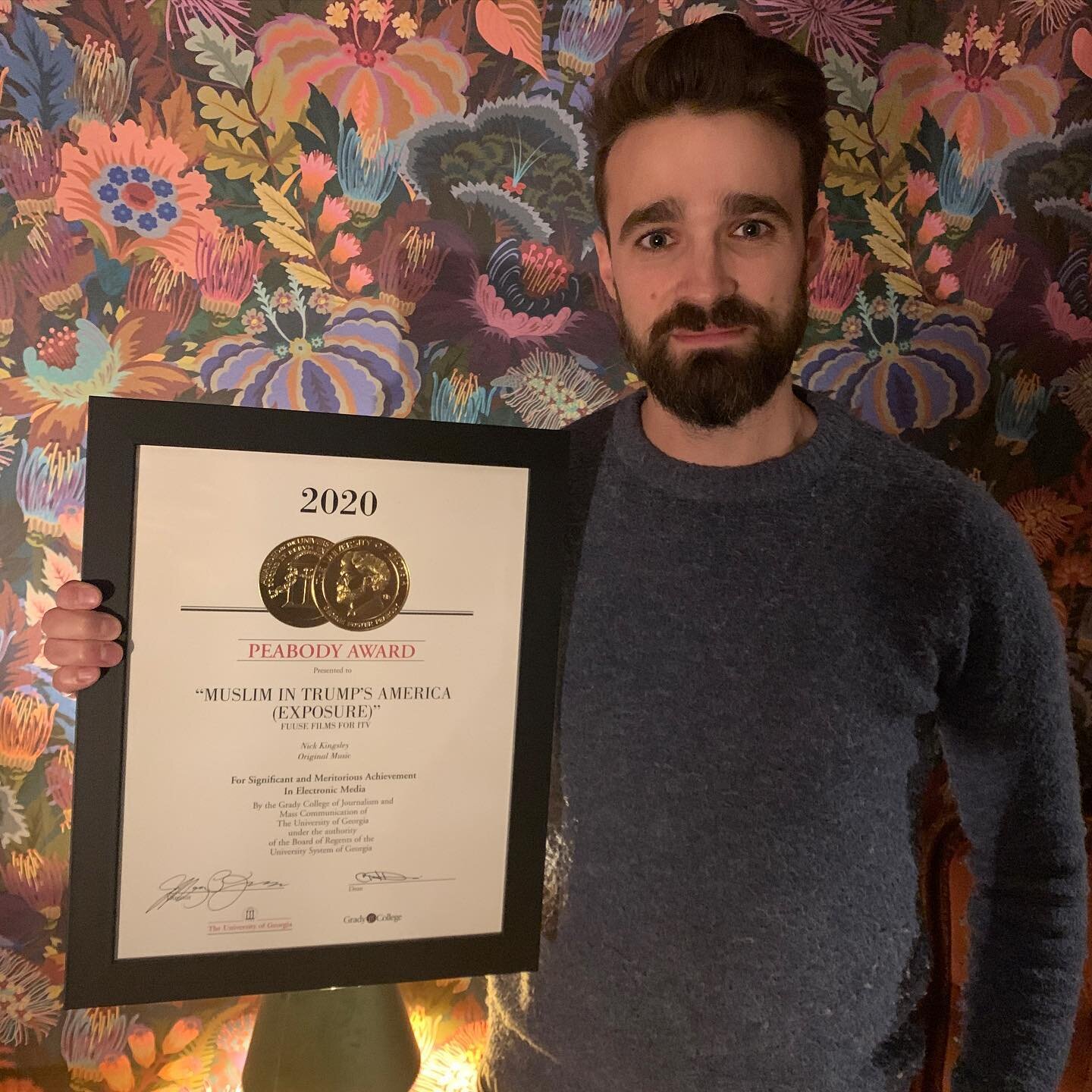 In 2020 I was lucky enough to work with @deeyahkhan again and write the music for her documentary &quot;Muslim In Trumps America&quot;. 
The film has won the prestigious Peabody Award and I am thrilled to receive this certificate for my involvement i