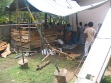 The original makeshift kitchen which was impossible to use when it rained