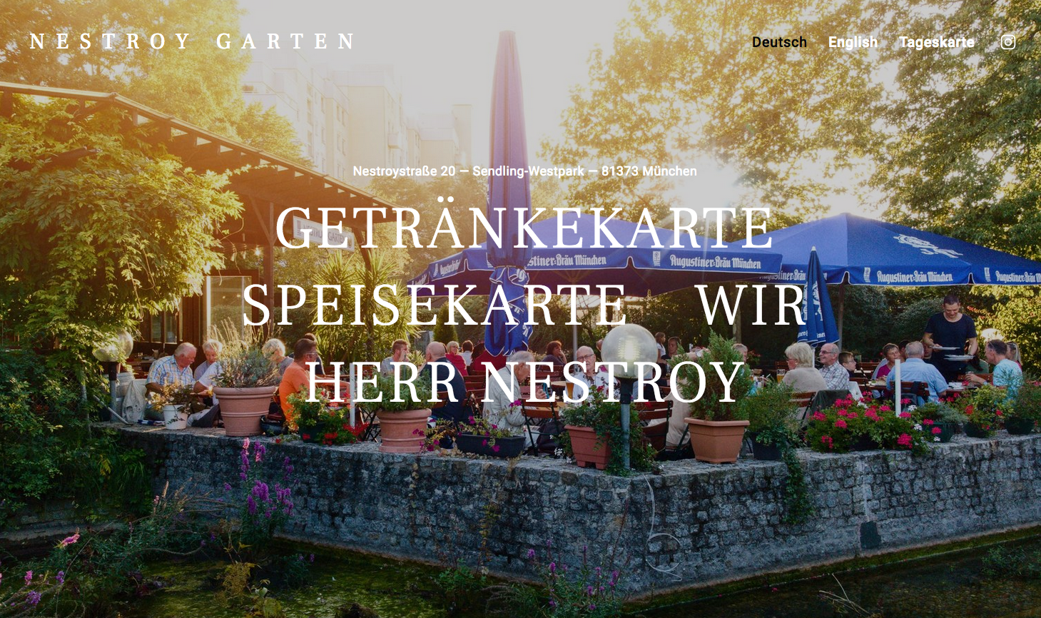 Nestroy Garten - Online &amp; Offline-Auftritt - Kreativdirektion - Website Programmierung - Konzept - Text