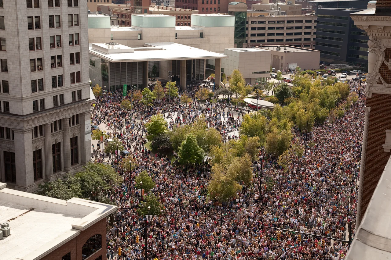 Rosa Parks Circle during the Inaugural ArtPrize in 2009