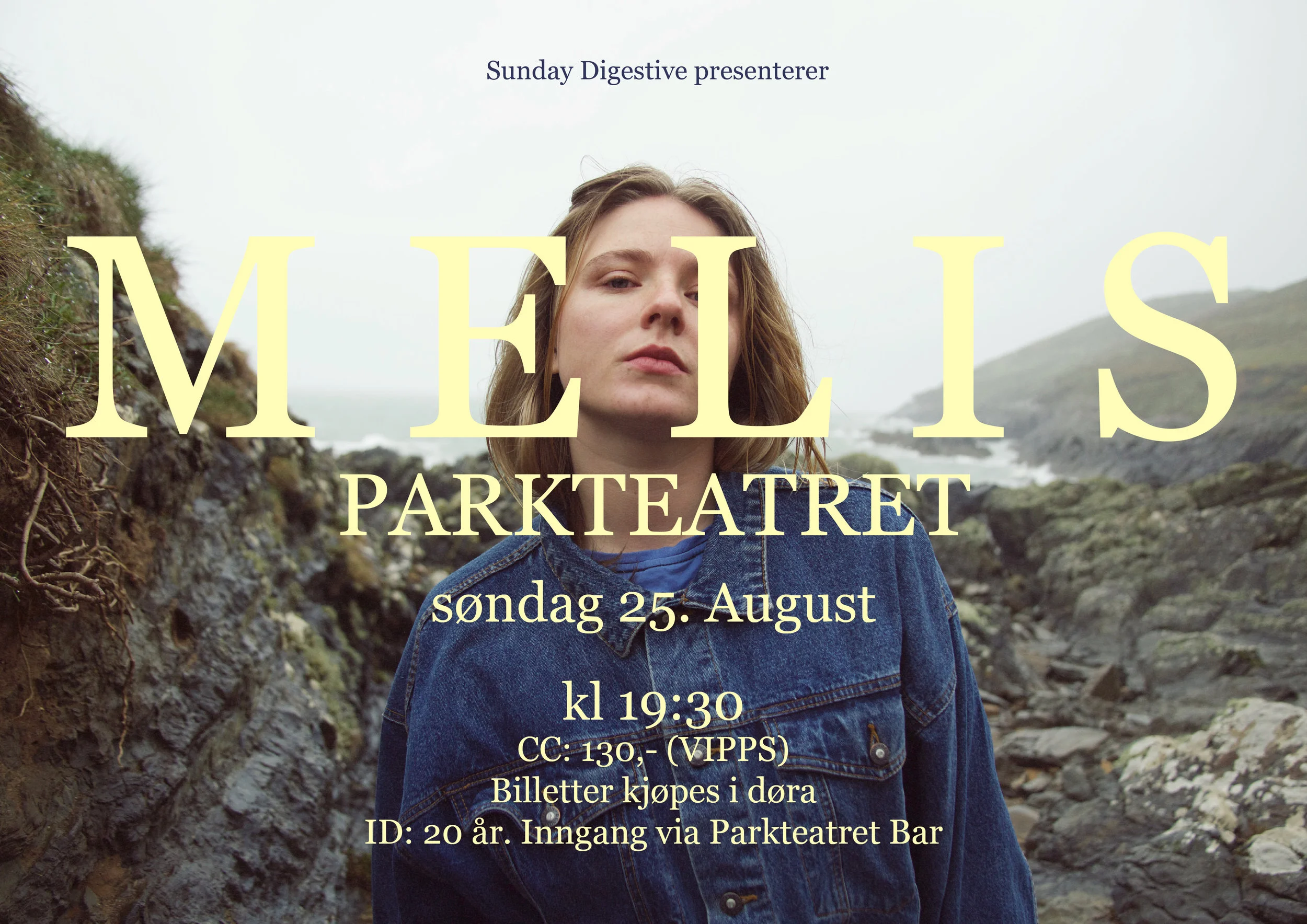 Melis skal ha sin første headline-konsert på Parkteatrets lille scene, søndag 25 august! Dørene åpner 1930!