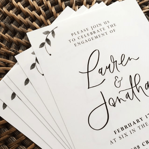 Light of Leni | Engagement Invitations | Digital print with hand lettered names