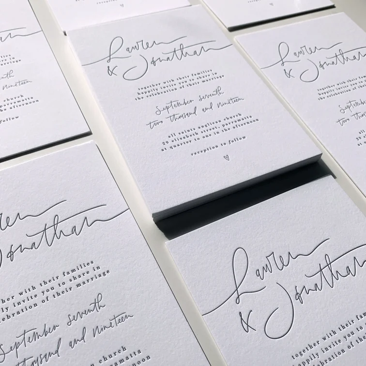 Light of Leni | Wedding Stationery Suite | Letter pressed with hand lettered details