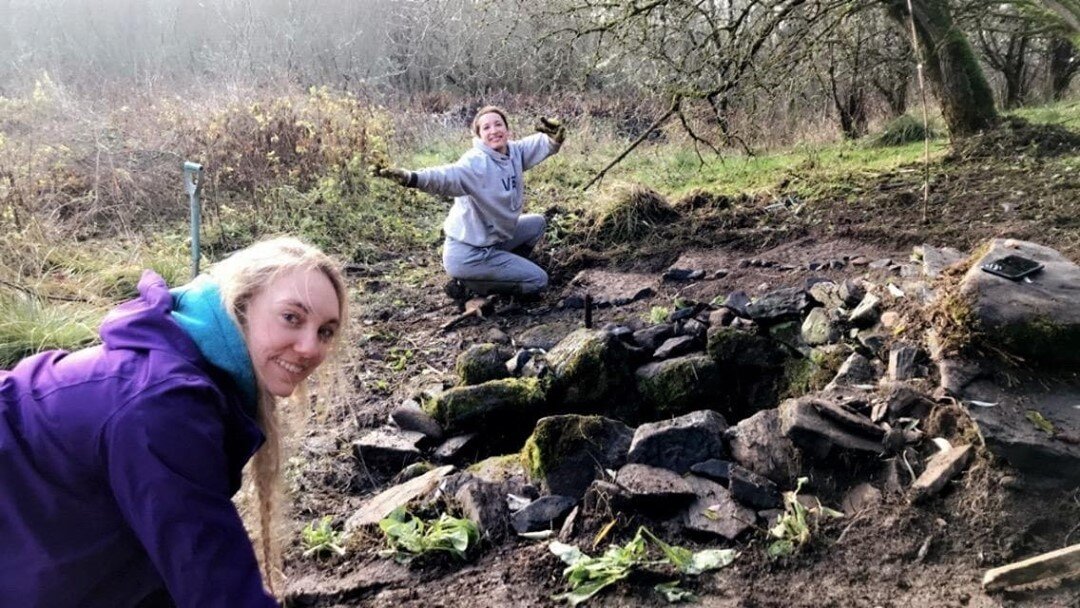 These girls are amazing! Cleaning up all the area around the well and building a few nice steps to walk around it easily. What a big difference! Very well done!