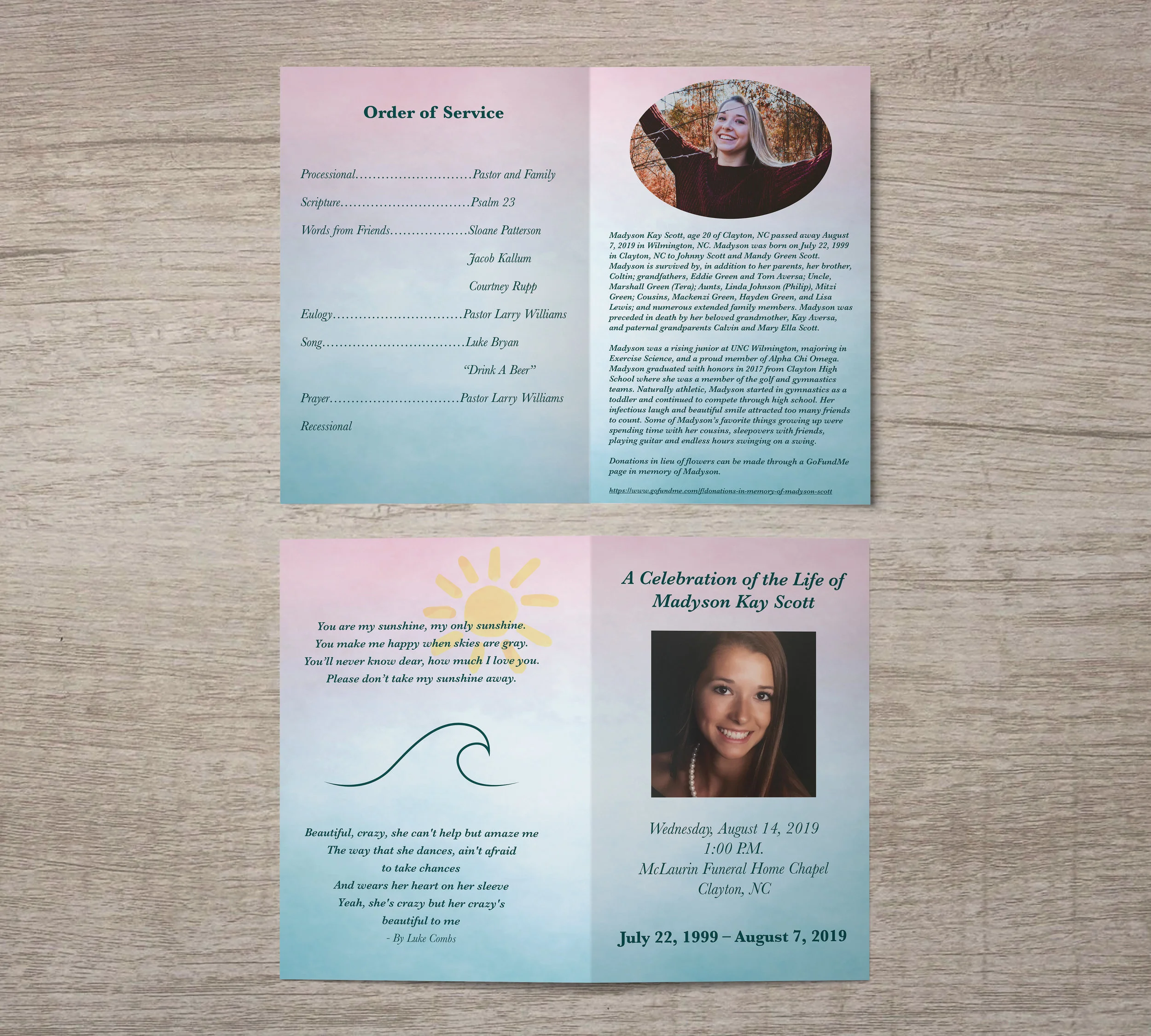 Mady Scott Funeral Program by Kenzi Green Design