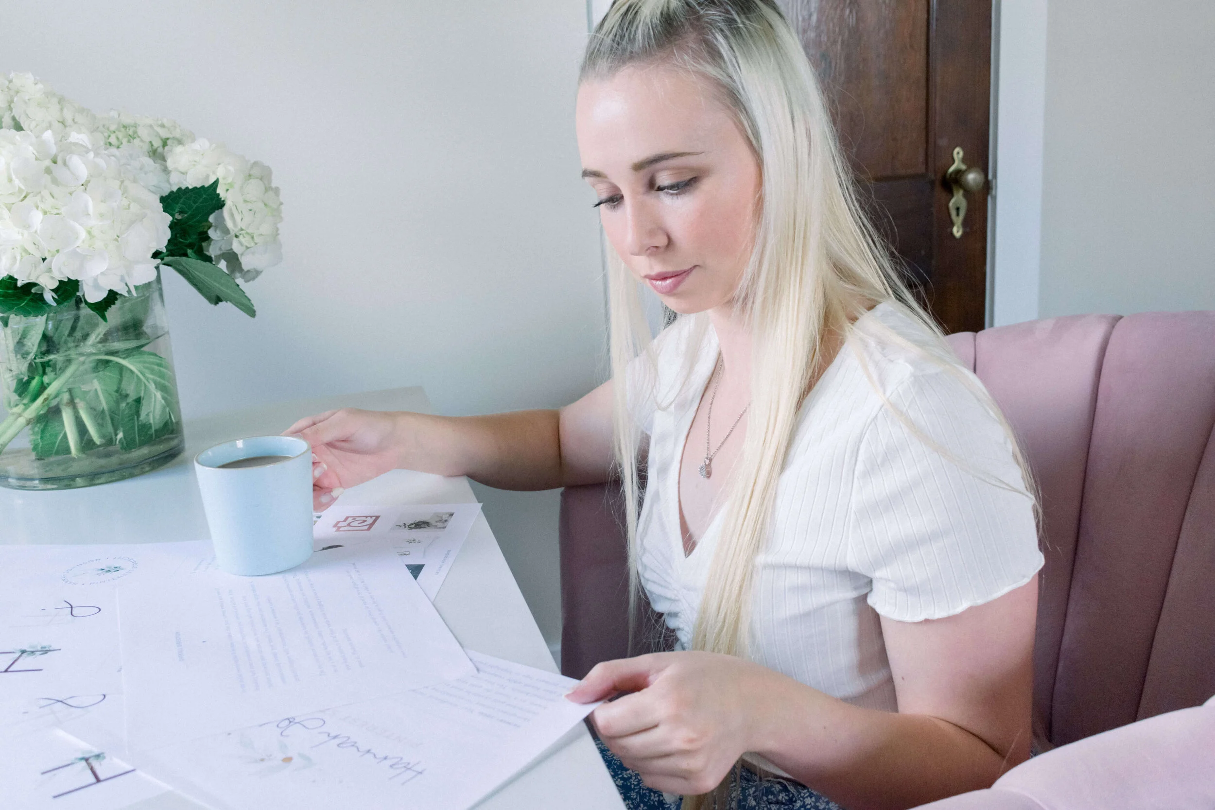 Brand designer working at desk