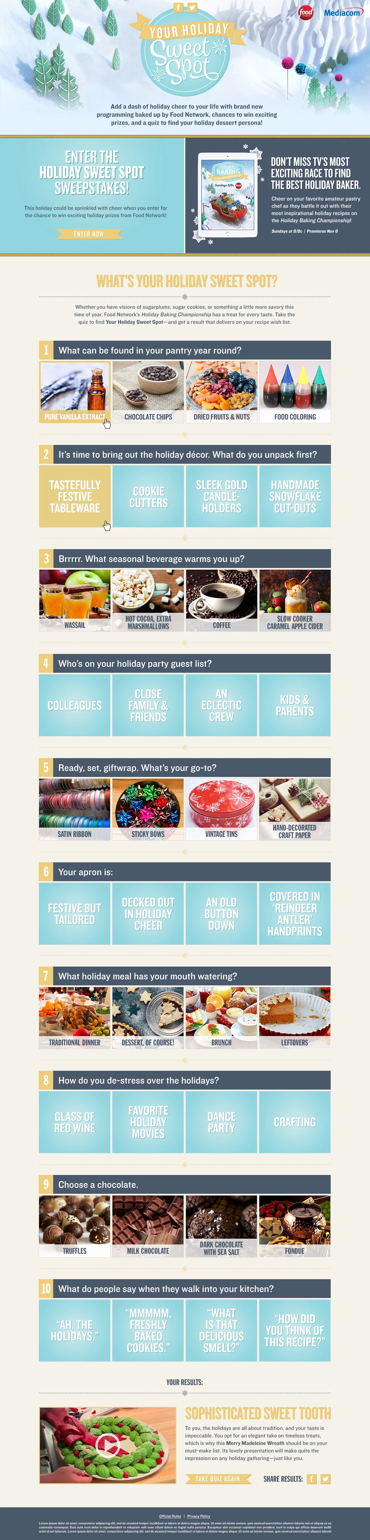 Food Network Your Holiday Sweet Spot Website