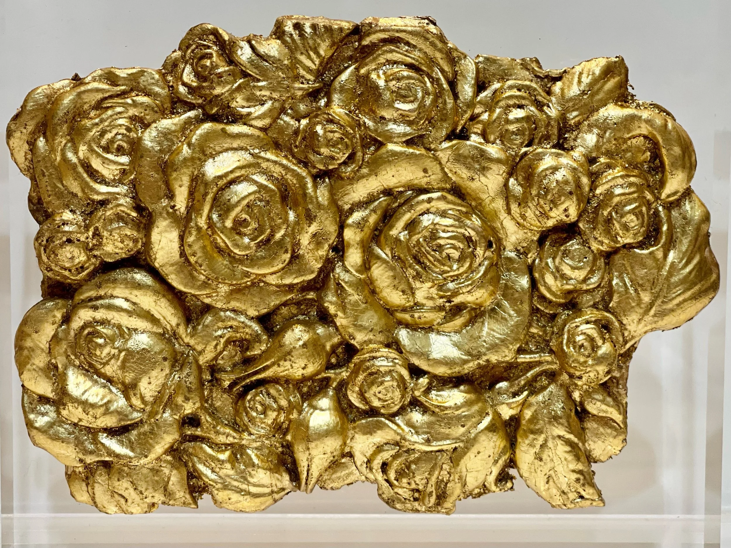 Mounted Gold Leaf Botanical – "Rose Garden"