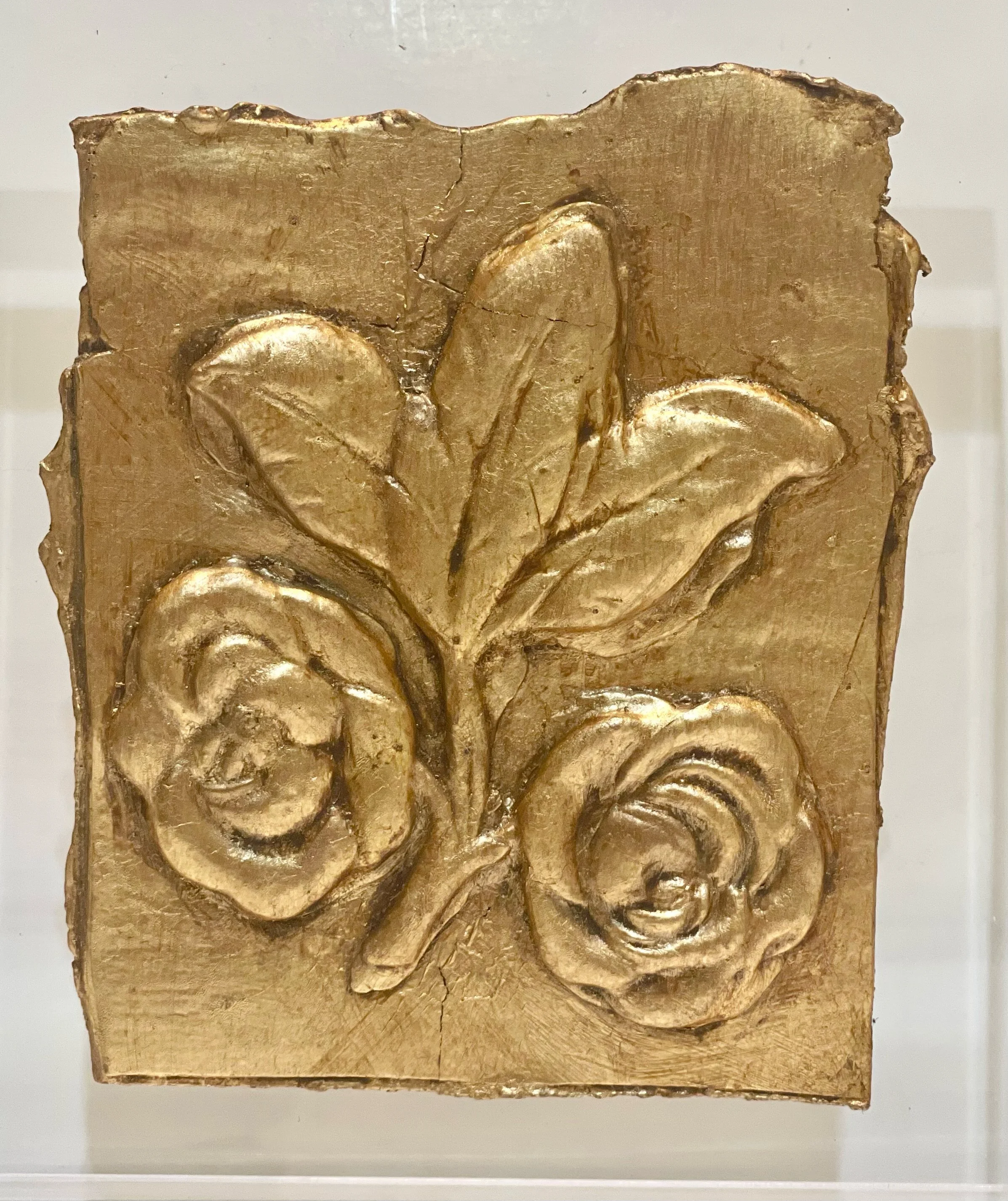 Mounted Gold Leaf Botanical – "Cabbage Roses"