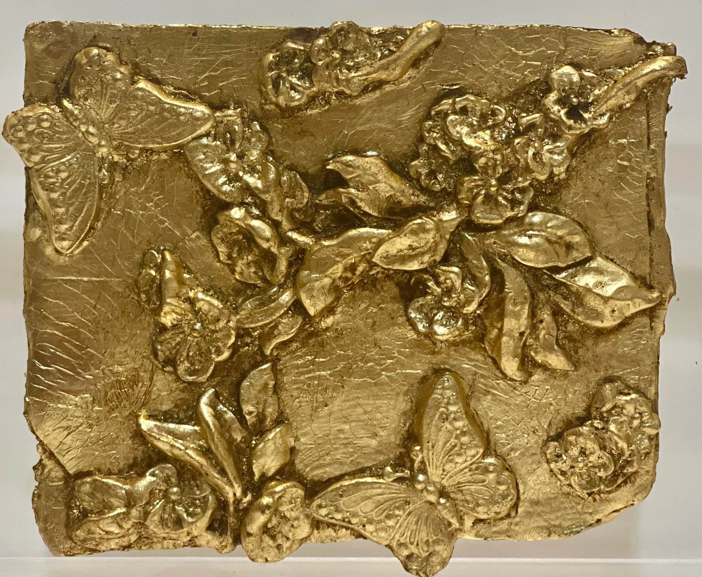 Mounted Gold Leaf Botanical – "Butterflies"