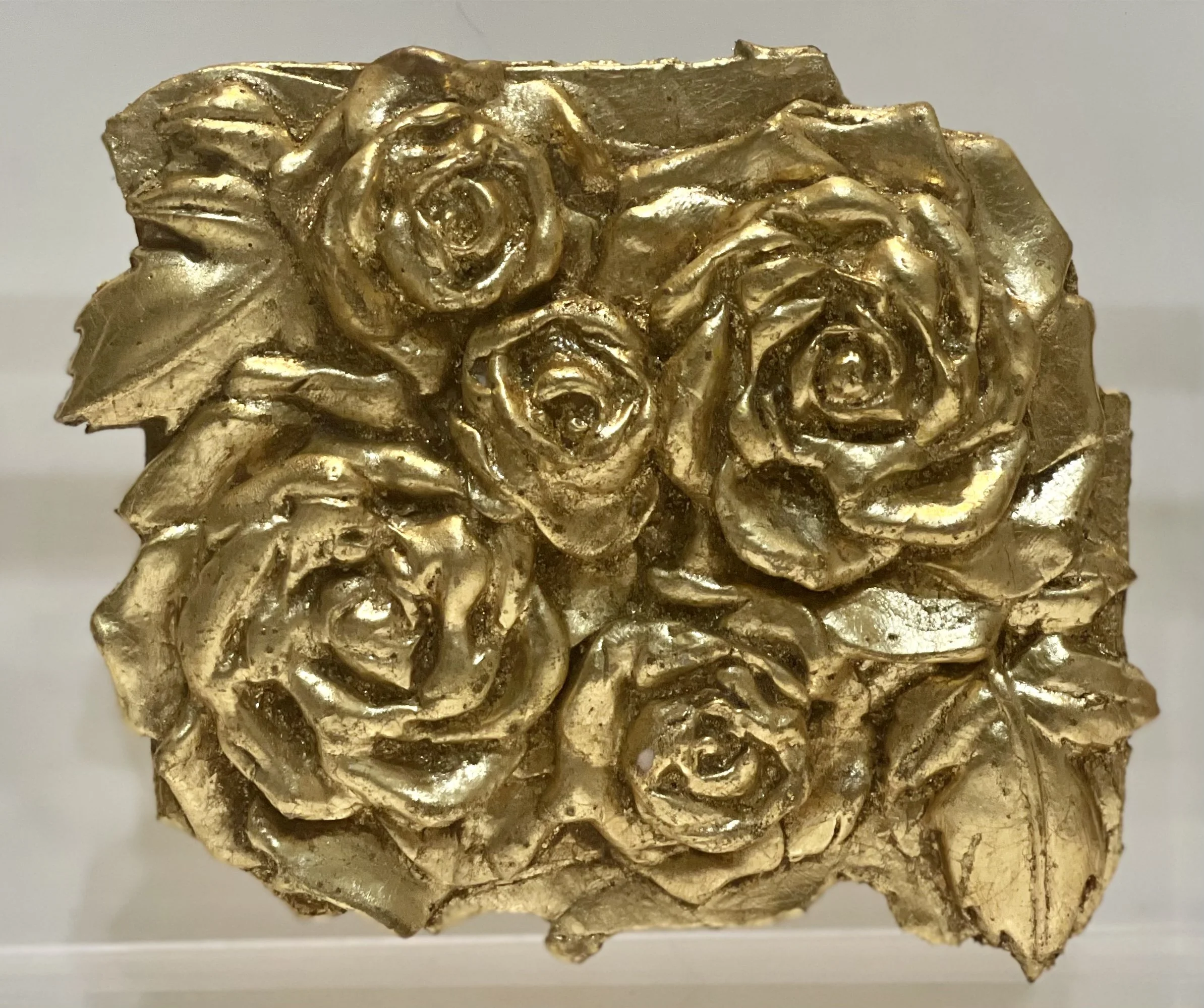 Mounted Gold Leaf Botanical – "Five Roses"