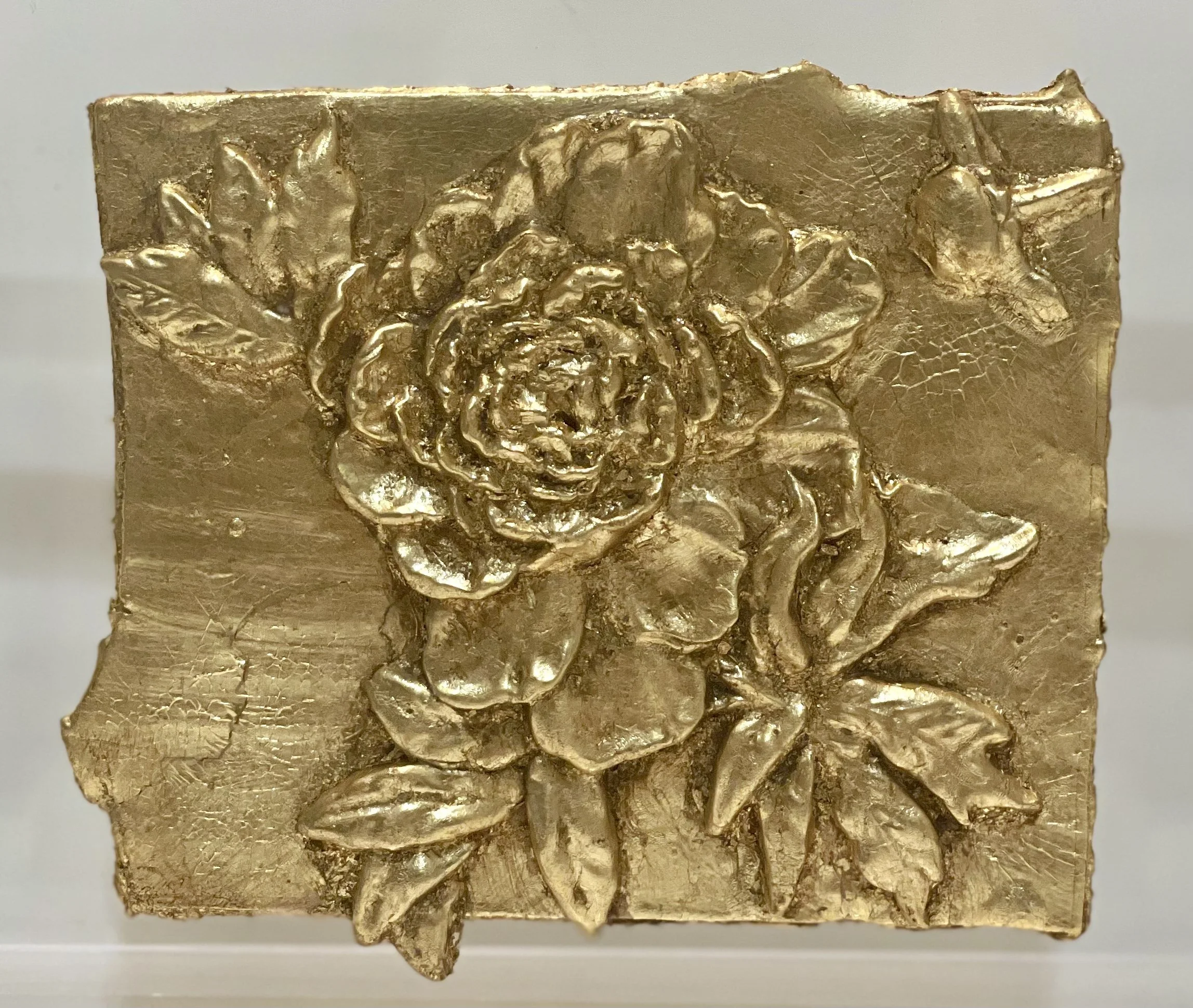 Mounted Gold Leaf Botanical – "Rose Detail"