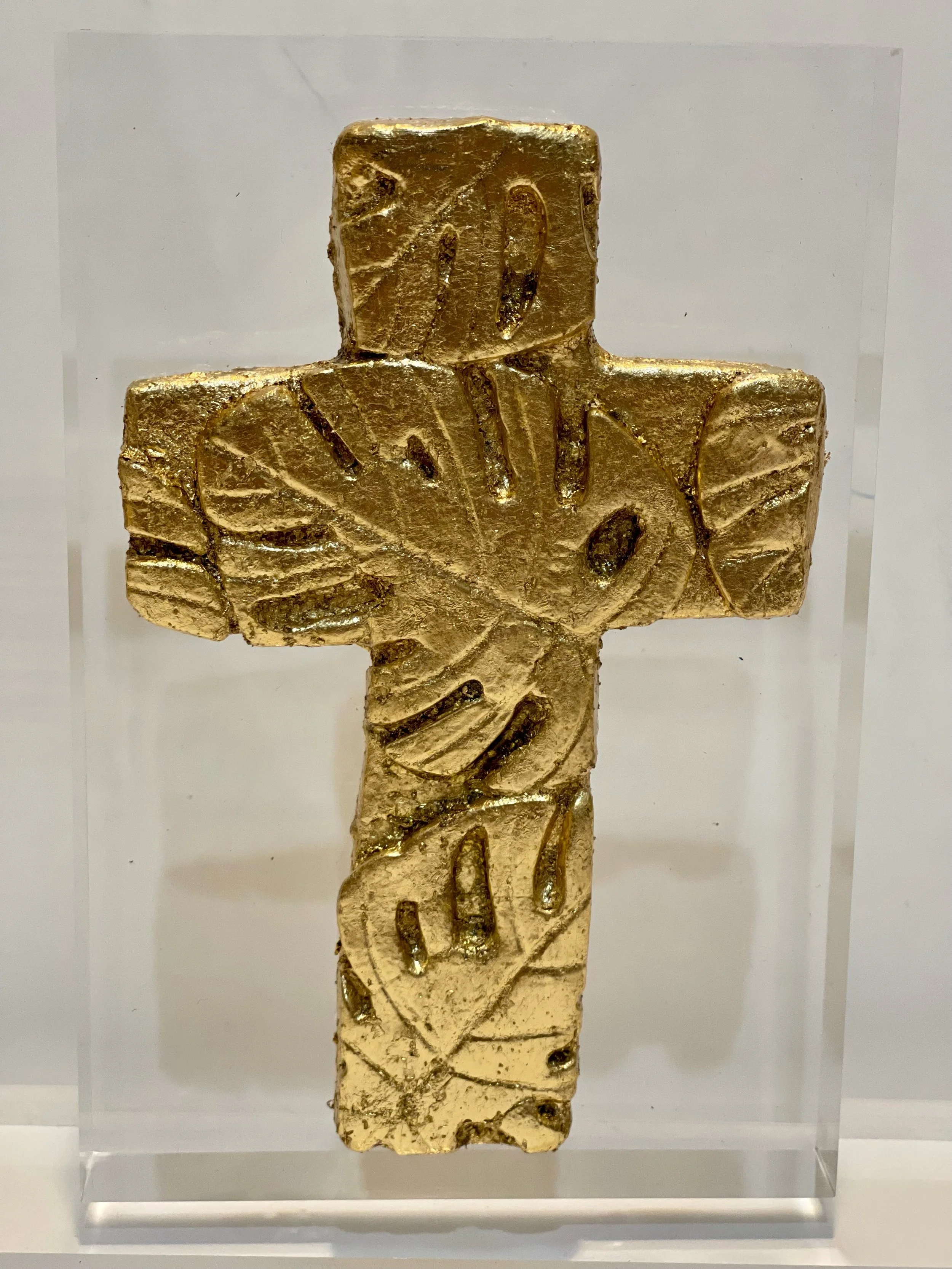 Traditional Cross with Monstera Leaves 4x6